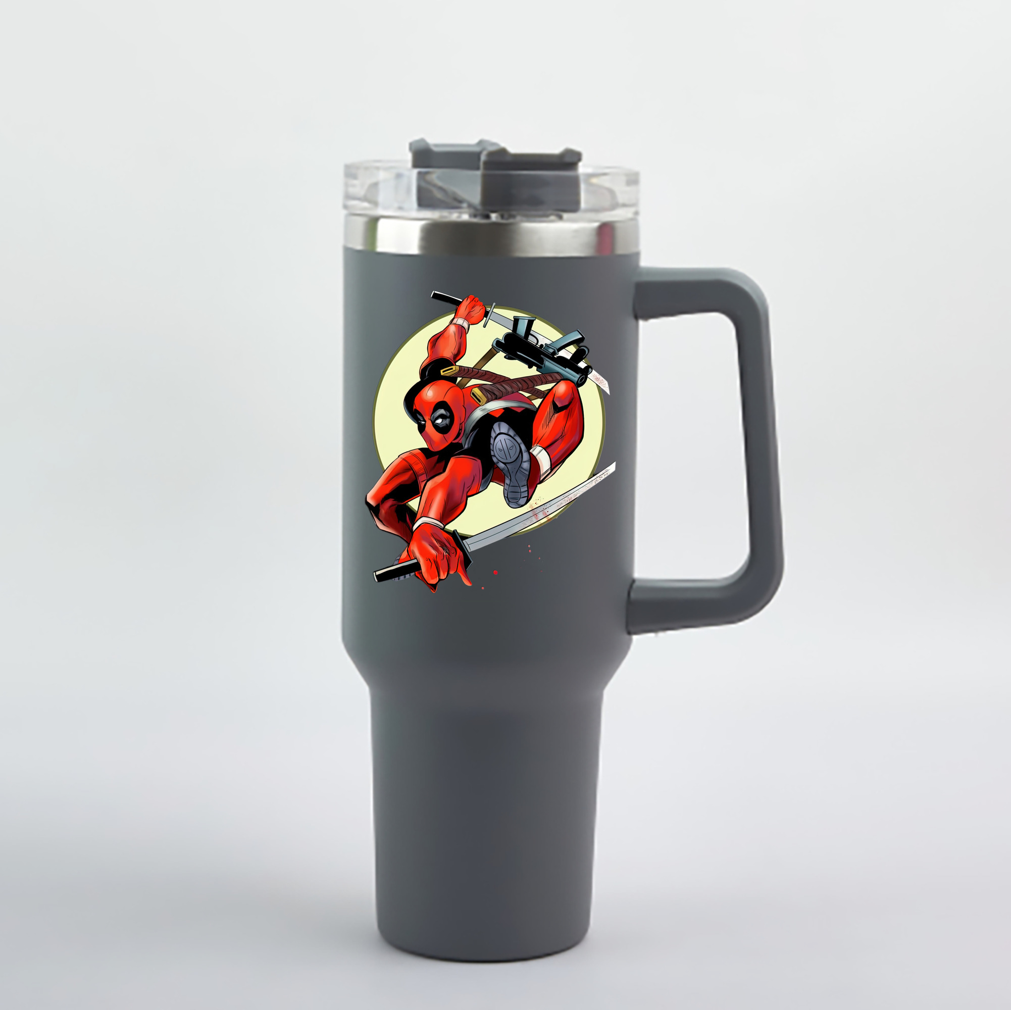 （画像用） Deadpool デッドプール 1200mL車用タンブラー - クリスタルステッカー（プラスチックストロー付き）