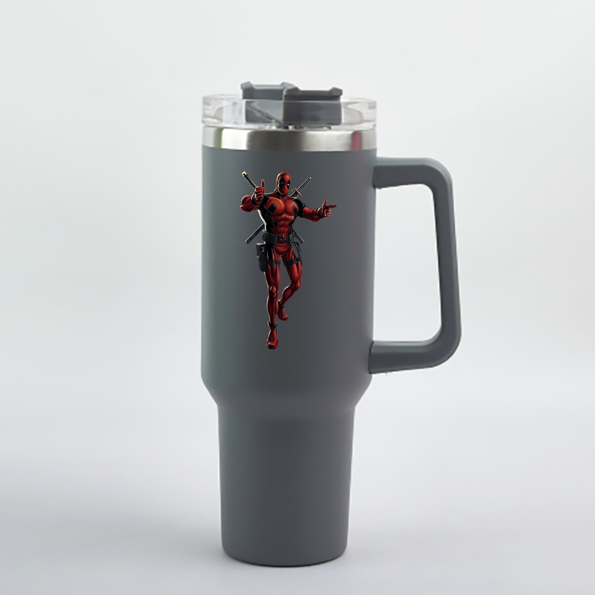 （画像用） Deadpool デッドプール 1200mL車用タンブラー - クリスタルステッカー（プラスチックストロー付き）