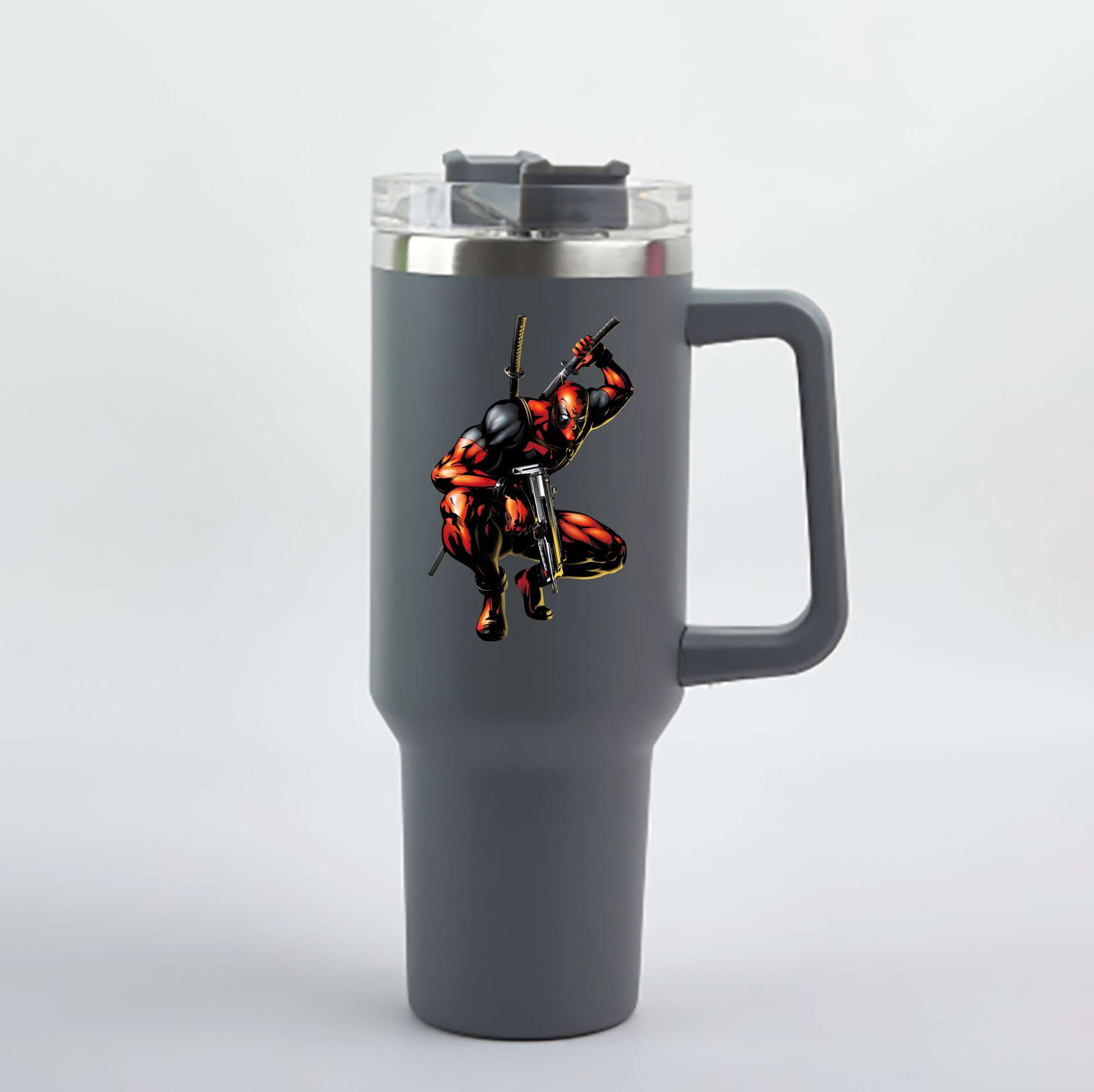 （画像用） Deadpool デッドプール 1200mL車用タンブラー - クリスタルステッカー（プラスチックストロー付き）