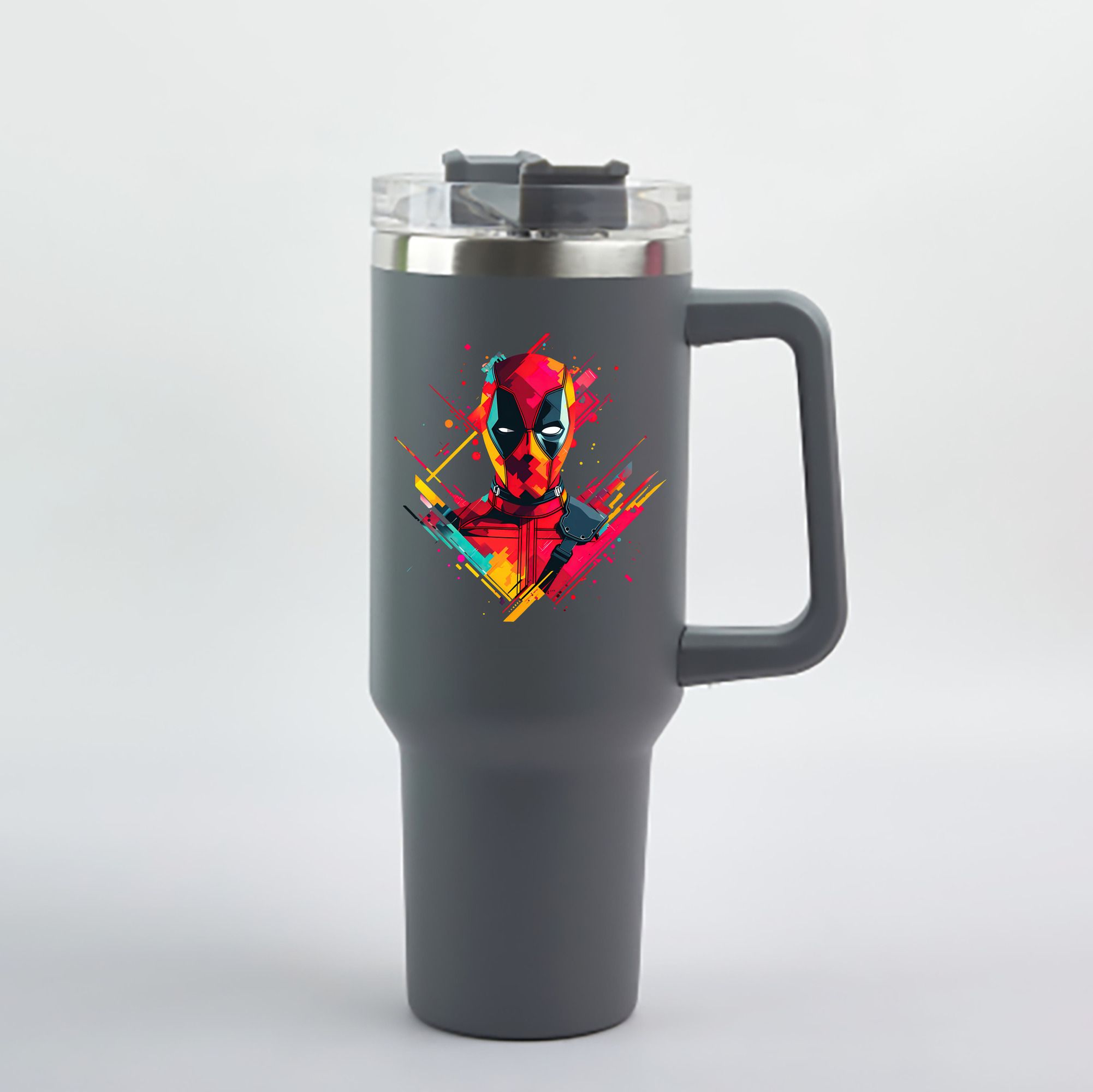 （画像用） Deadpool デッドプール 1200mL車用タンブラー - クリスタルステッカー（プラスチックストロー付き）
