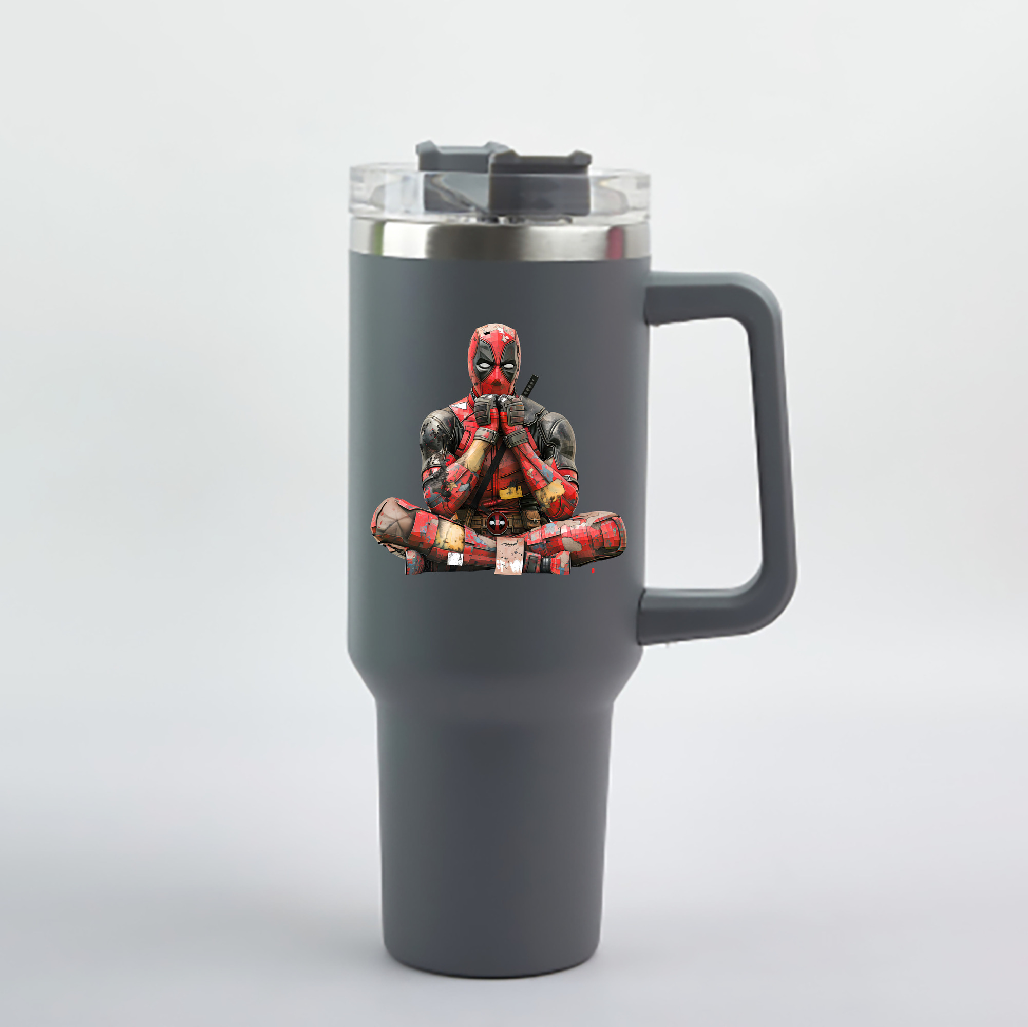 （画像用） Deadpool デッドプール 1200mL車用タンブラー - クリスタルステッカー（プラスチックストロー付き）