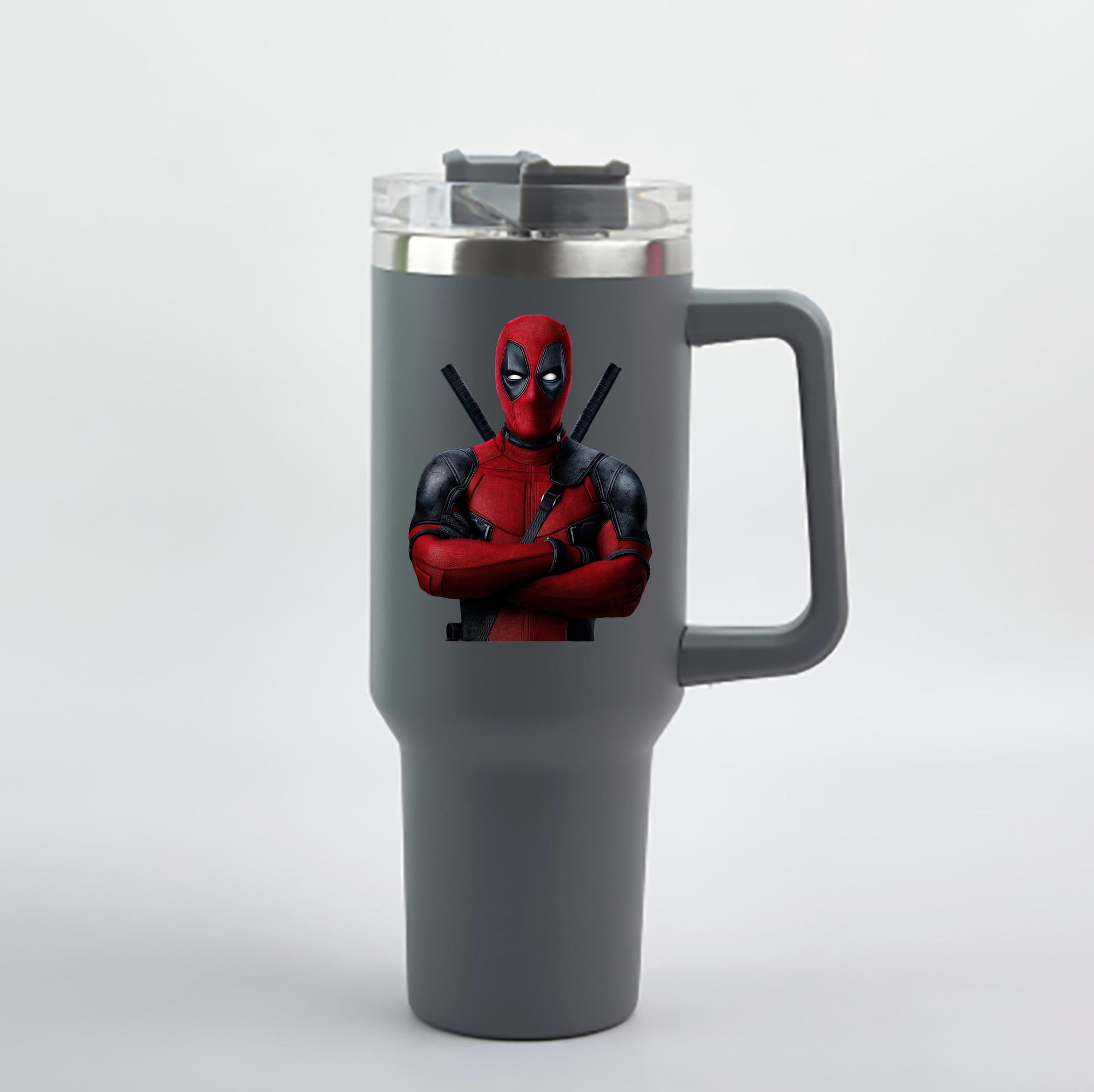 （画像用） Deadpool デッドプール 1200mL車用タンブラー - クリスタルステッカー（プラスチックストロー付き）