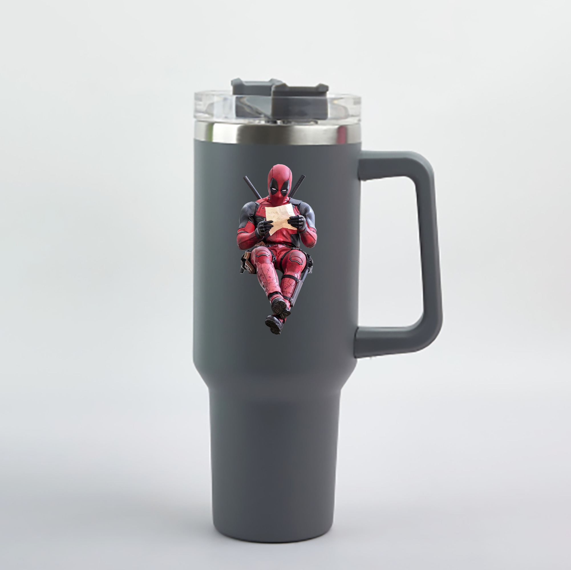 （画像用） Deadpool デッドプール 1200mL車用タンブラー - クリスタルステッカー（プラスチックストロー付き）