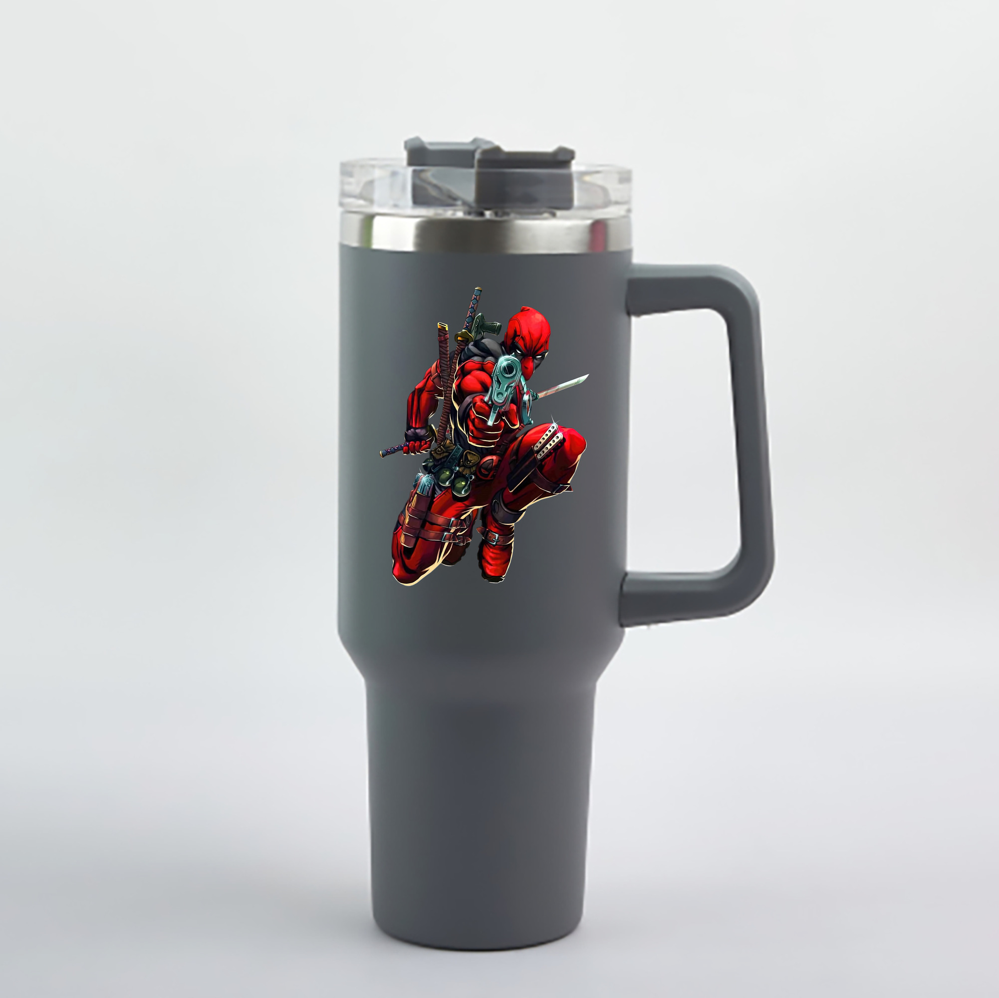 （画像用） Deadpool デッドプール 1200mL車用タンブラー - クリスタルステッカー（プラスチックストロー付き）