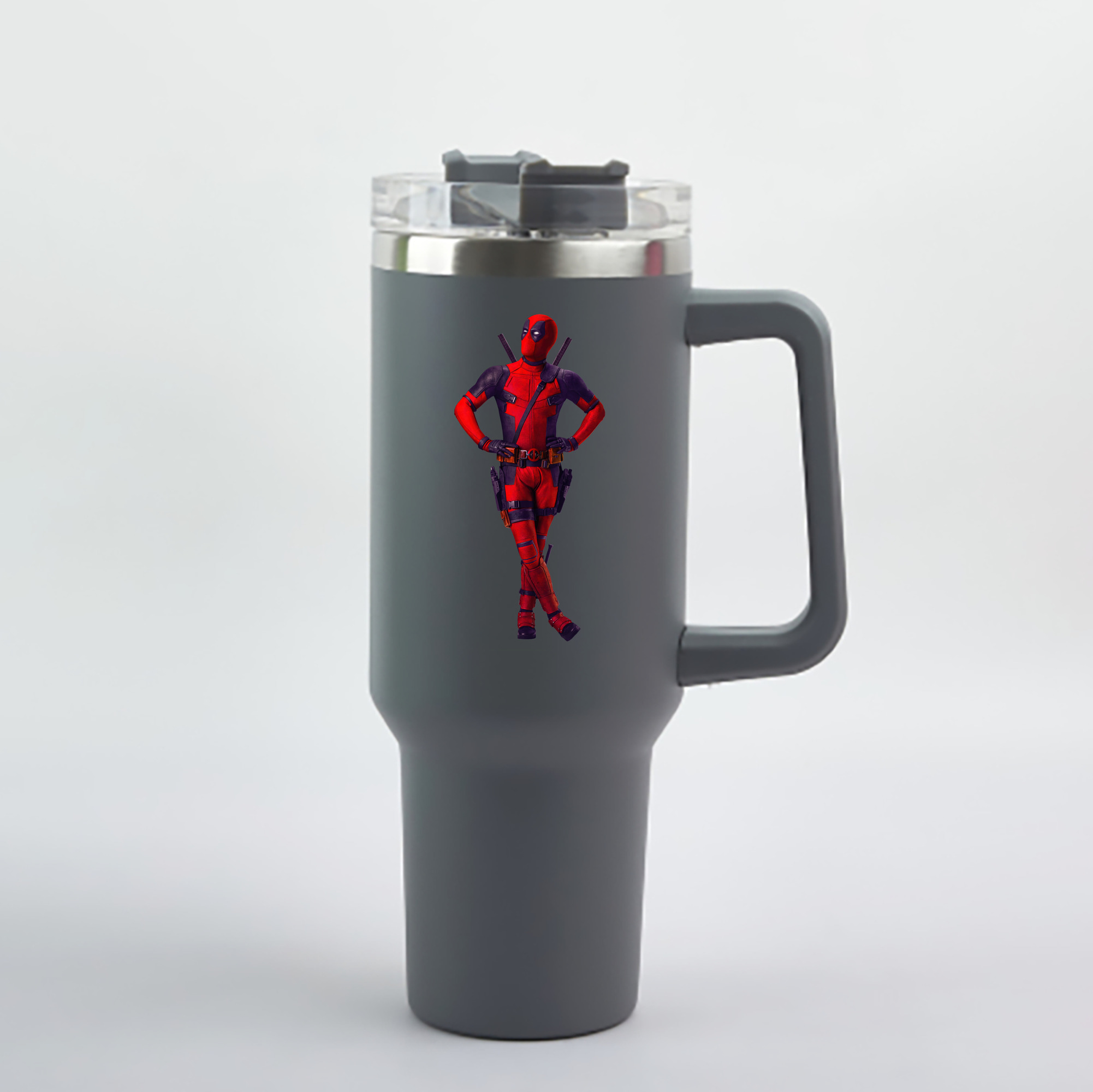 （画像用） Deadpool デッドプール 1200mL車用タンブラー - クリスタルステッカー（プラスチックストロー付き）