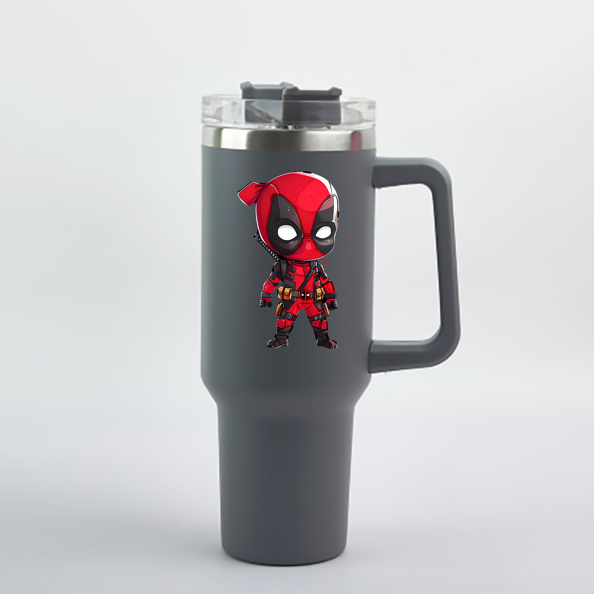 （画像用） Deadpool デッドプール 1200mL車用タンブラー - クリスタルステッカー（プラスチックストロー付き）