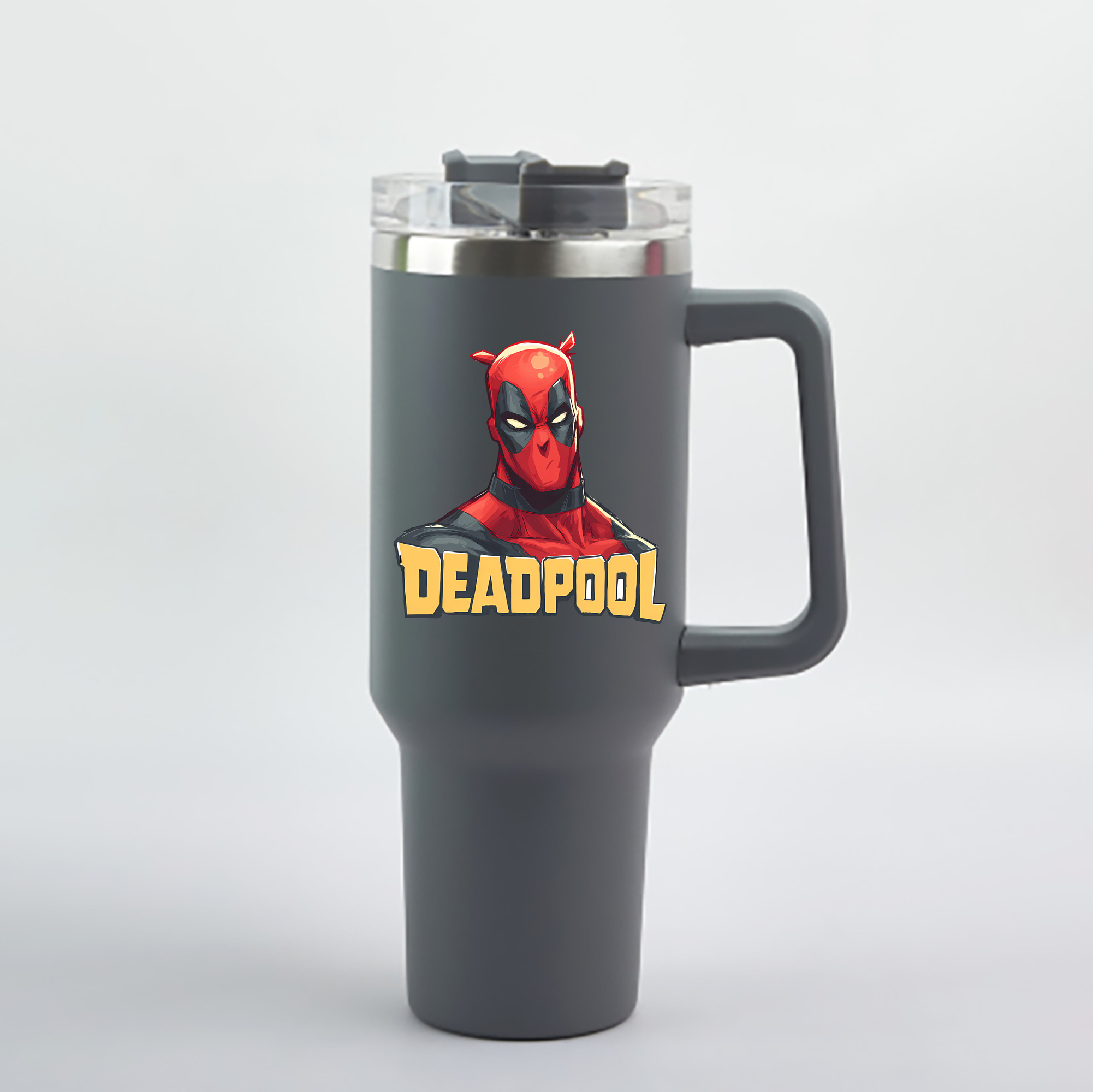 （画像用） Deadpool デッドプール 1200mL車用タンブラー - クリスタルステッカー（プラスチックストロー付き）