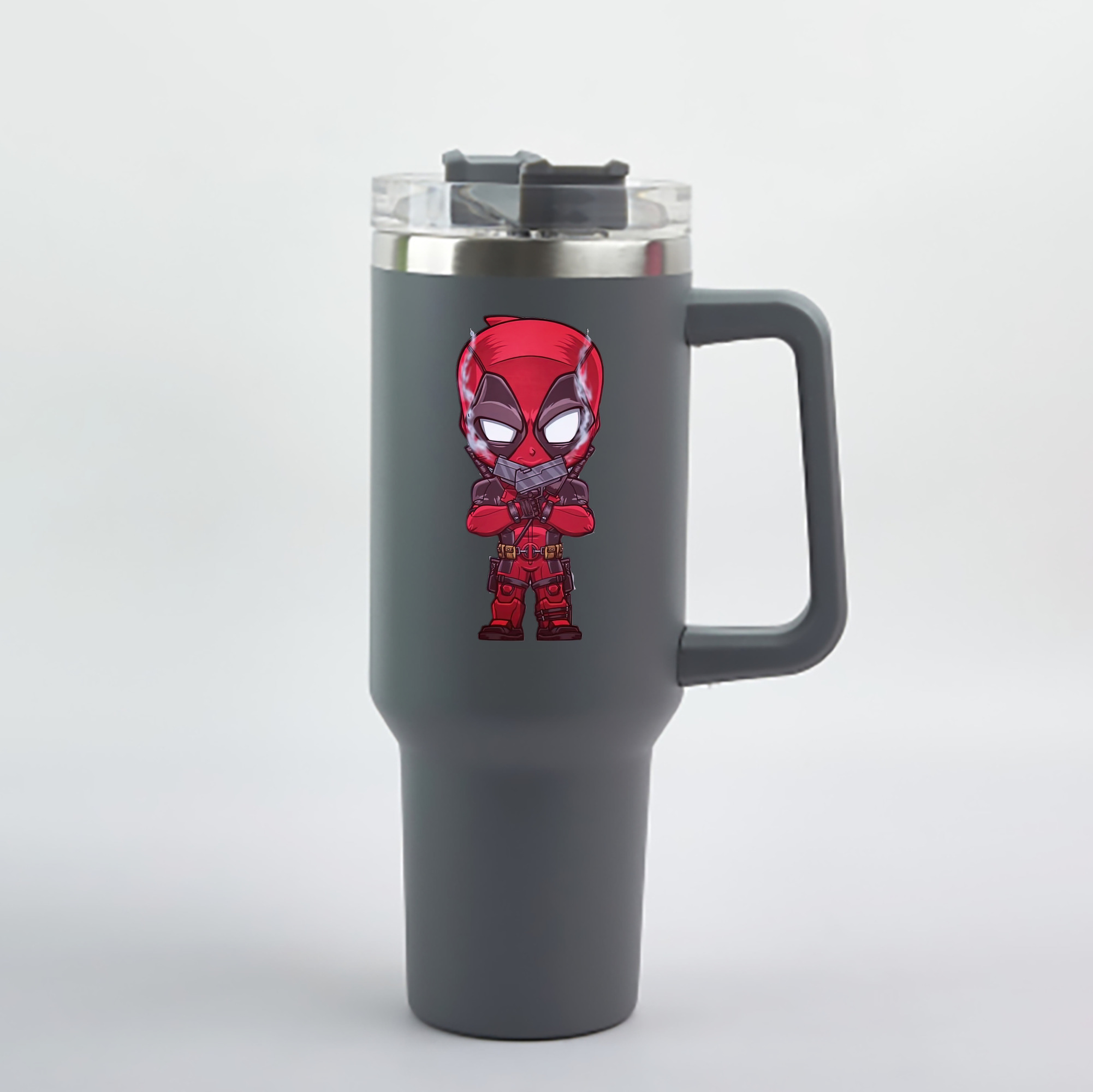 （画像用） Deadpool デッドプール 1200mL車用タンブラー - クリスタルステッカー（プラスチックストロー付き）
