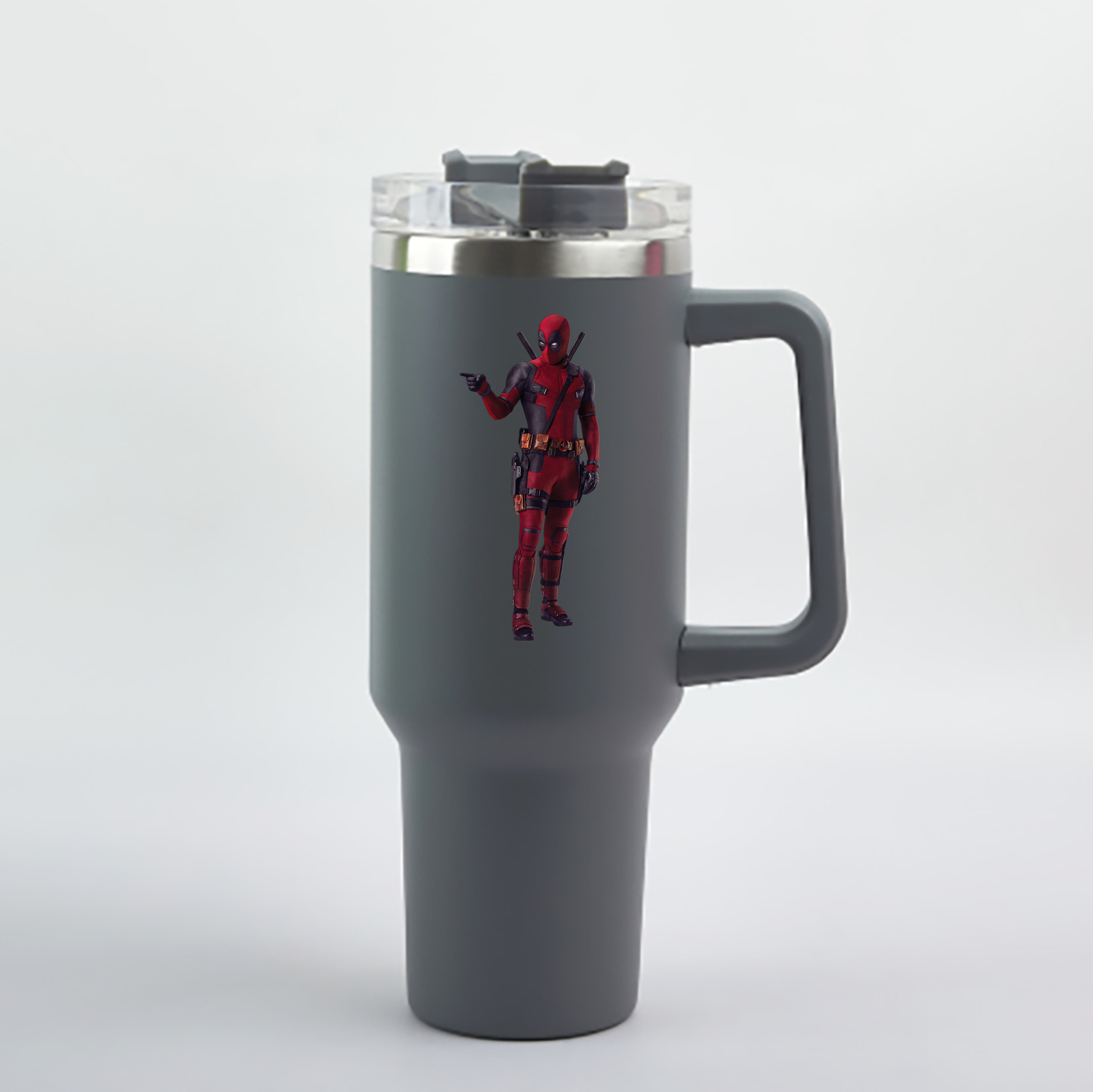 （画像用） Deadpool デッドプール 1200mL車用タンブラー - クリスタルステッカー（プラスチックストロー付き）