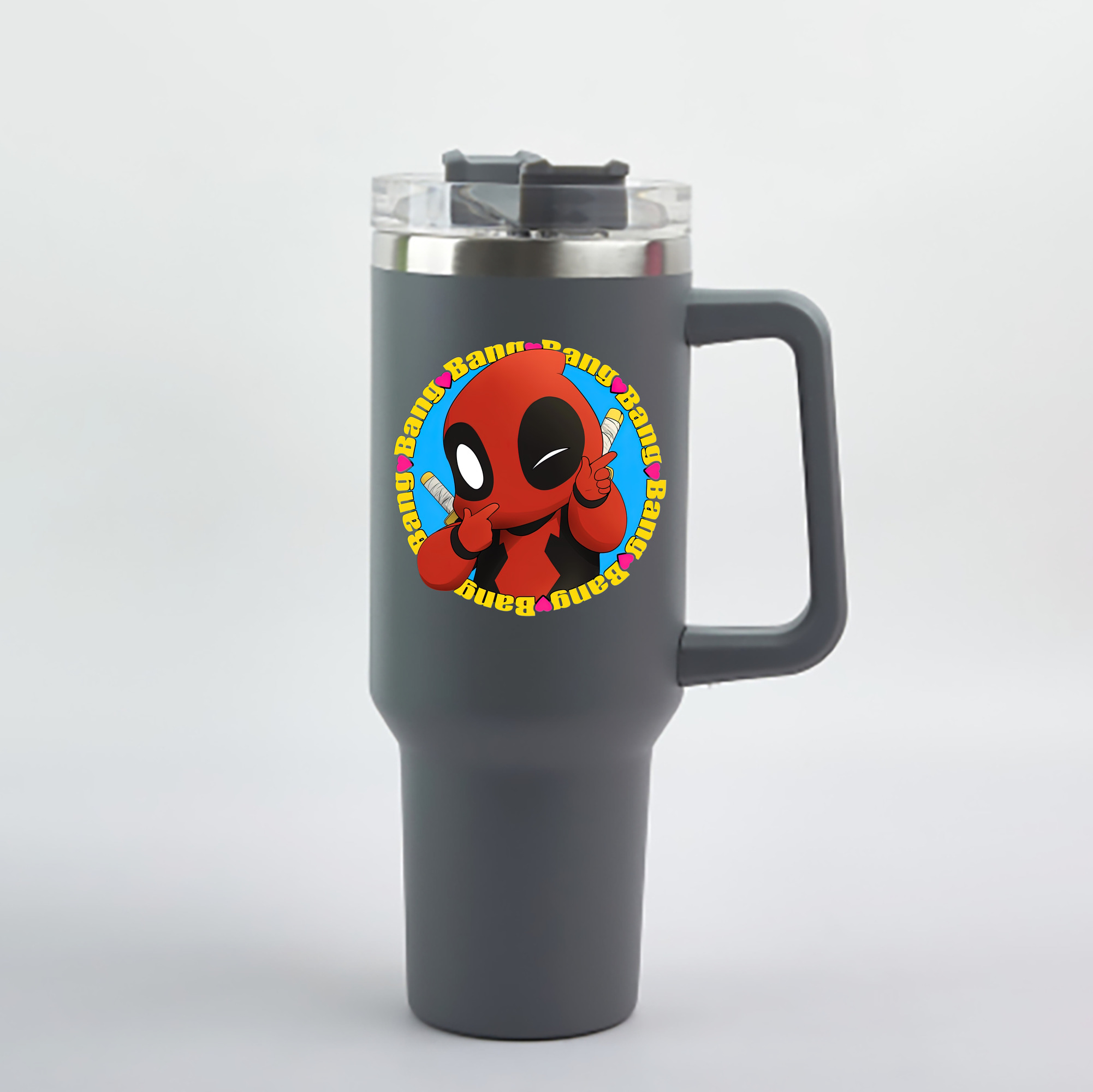 （画像用） Deadpool デッドプール 1200mL車用タンブラー - クリスタルステッカー（プラスチックストロー付き）