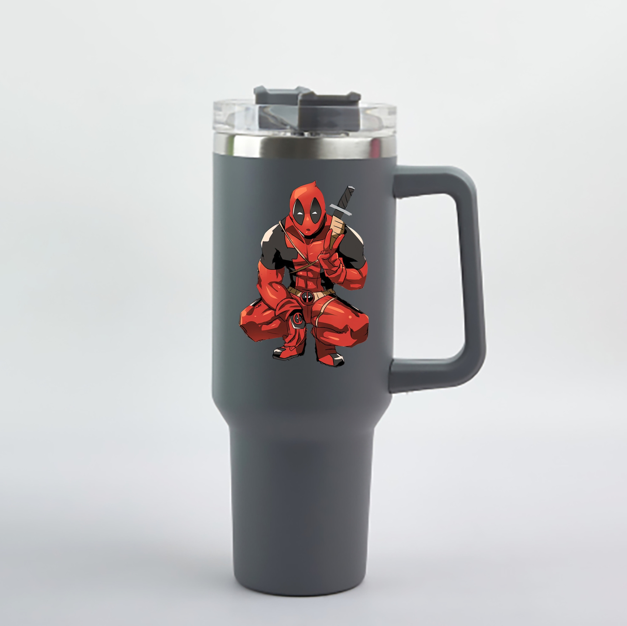 （画像用） Deadpool デッドプール 1200mL車用タンブラー - クリスタルステッカー（プラスチックストロー付き）
