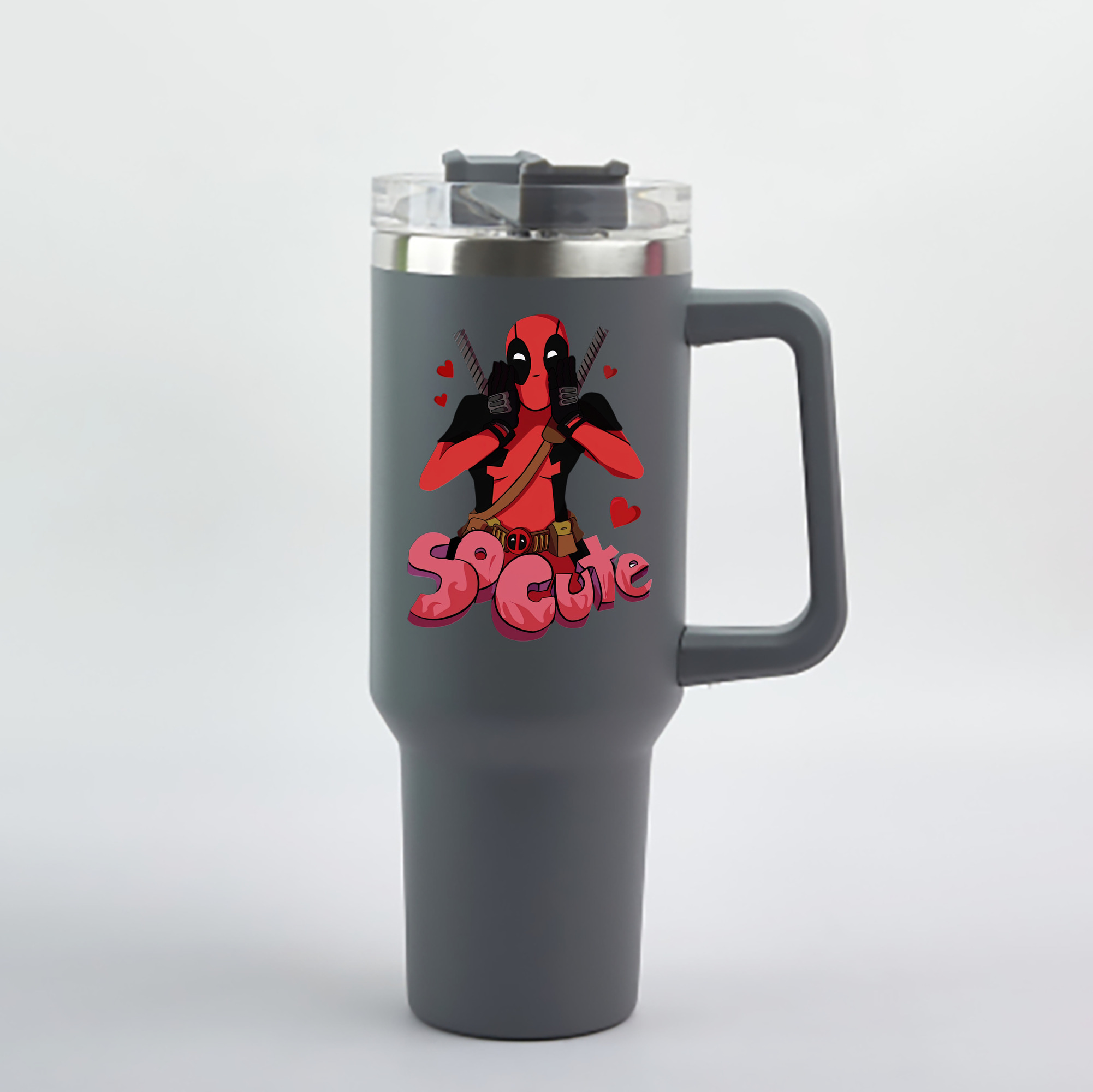 （画像用） Deadpool デッドプール 1200mL車用タンブラー - クリスタルステッカー（プラスチックストロー付き）