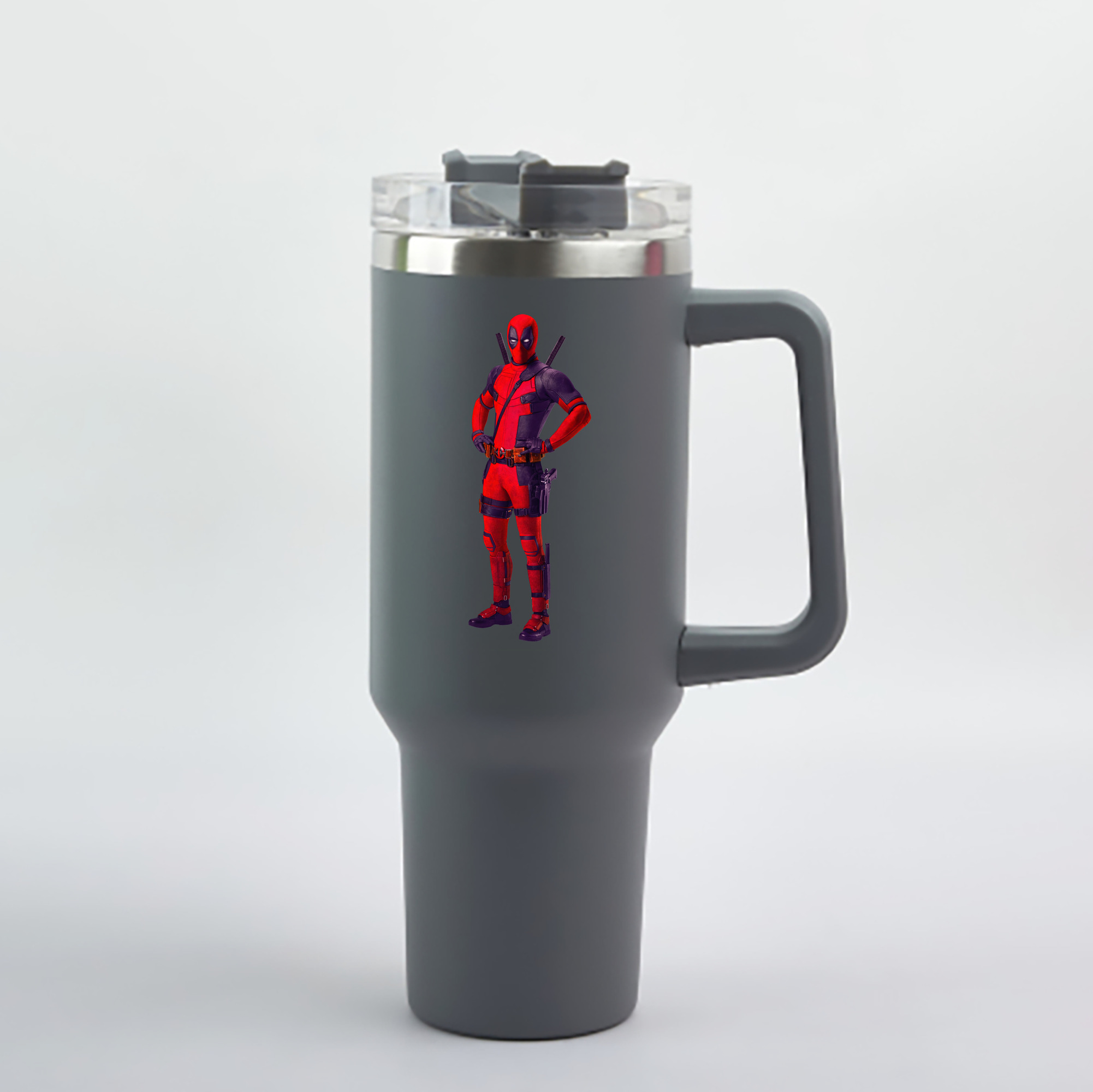 （画像用） Deadpool デッドプール 1200mL車用タンブラー - クリスタルステッカー（プラスチックストロー付き）