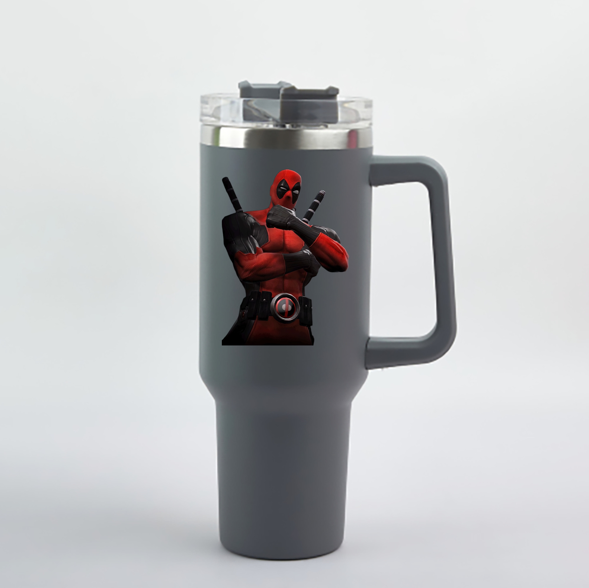 （画像用） Deadpool デッドプール 1200mL車用タンブラー - クリスタルステッカー（プラスチックストロー付き）