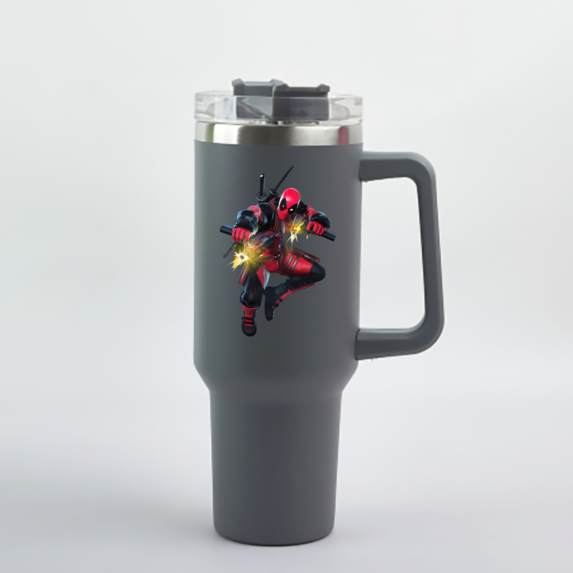 （画像用） Deadpool デッドプール 1200mL車用タンブラー - クリスタルステッカー（プラスチックストロー付き）