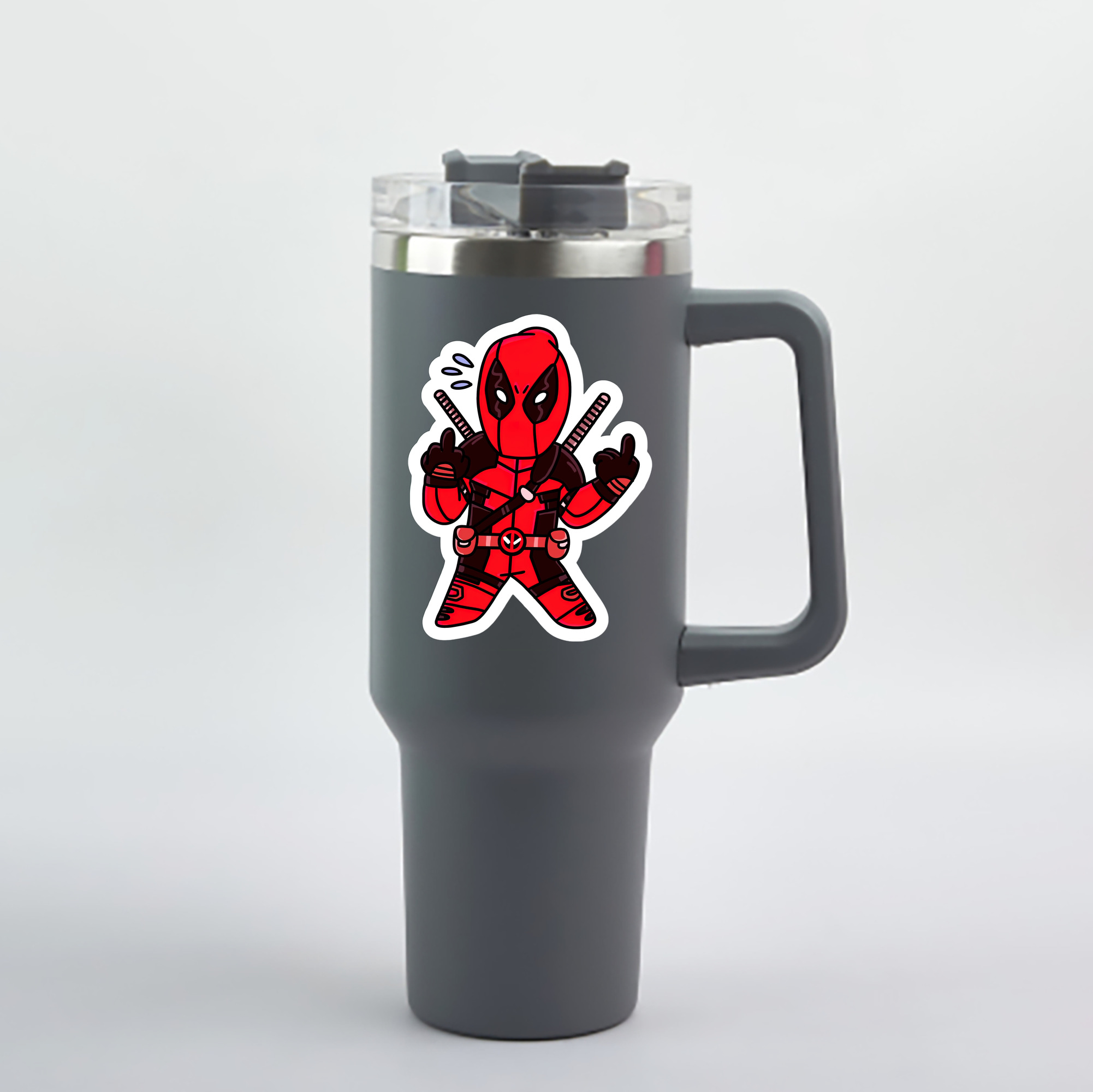 （画像用） Deadpool デッドプール 1200mL車用タンブラー - クリスタルステッカー（プラスチックストロー付き）