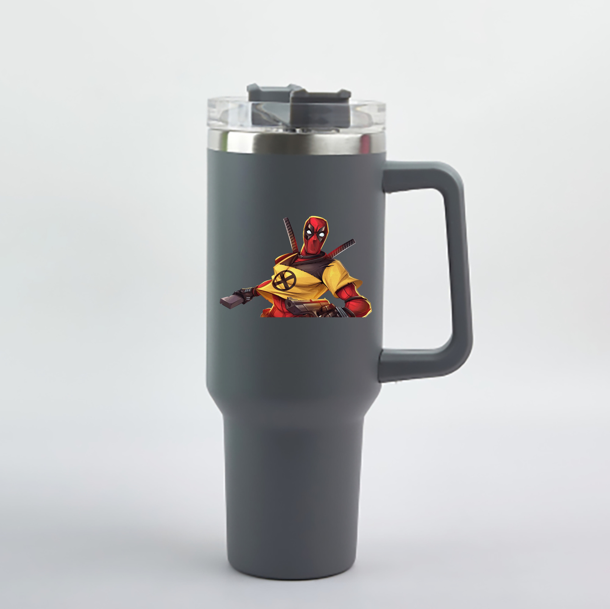 （画像用） Deadpool デッドプール 1200mL車用タンブラー - クリスタルステッカー（プラスチックストロー付き）