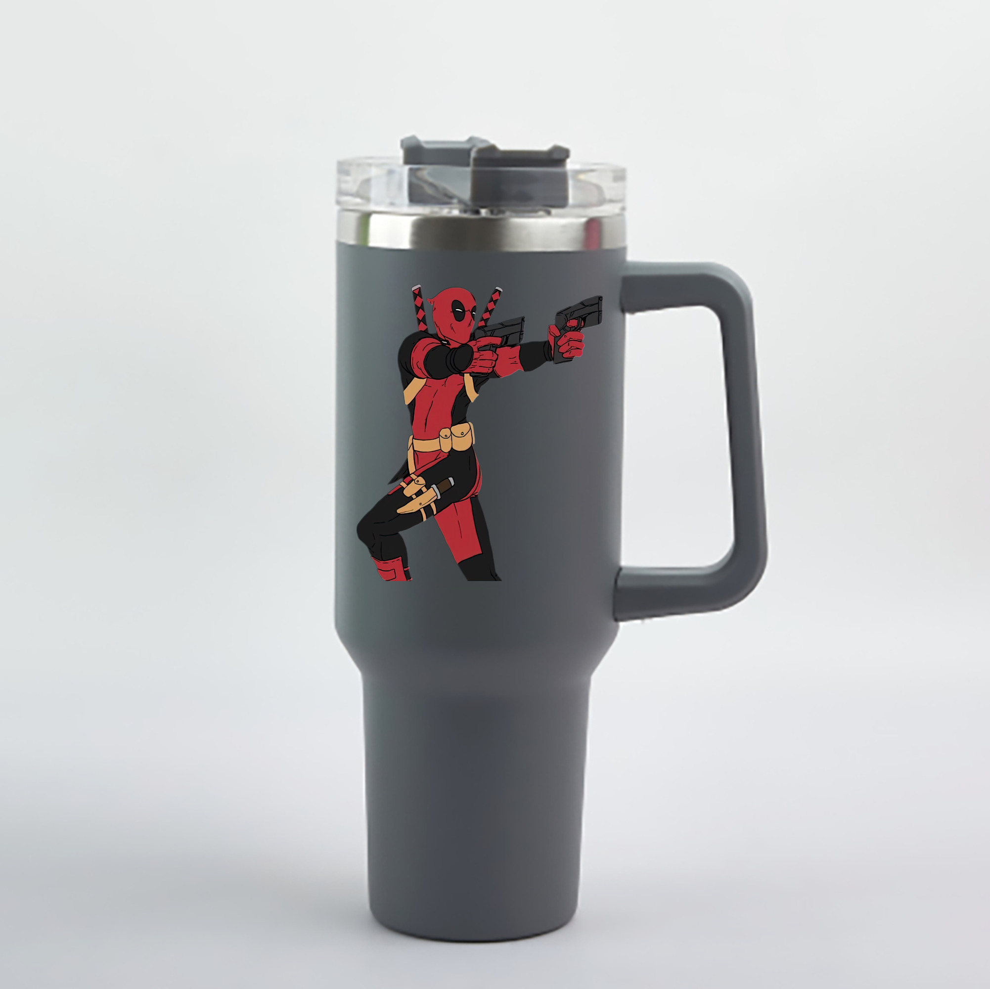（画像用） Deadpool デッドプール 1200mL車用タンブラー - クリスタルステッカー（プラスチックストロー付き）