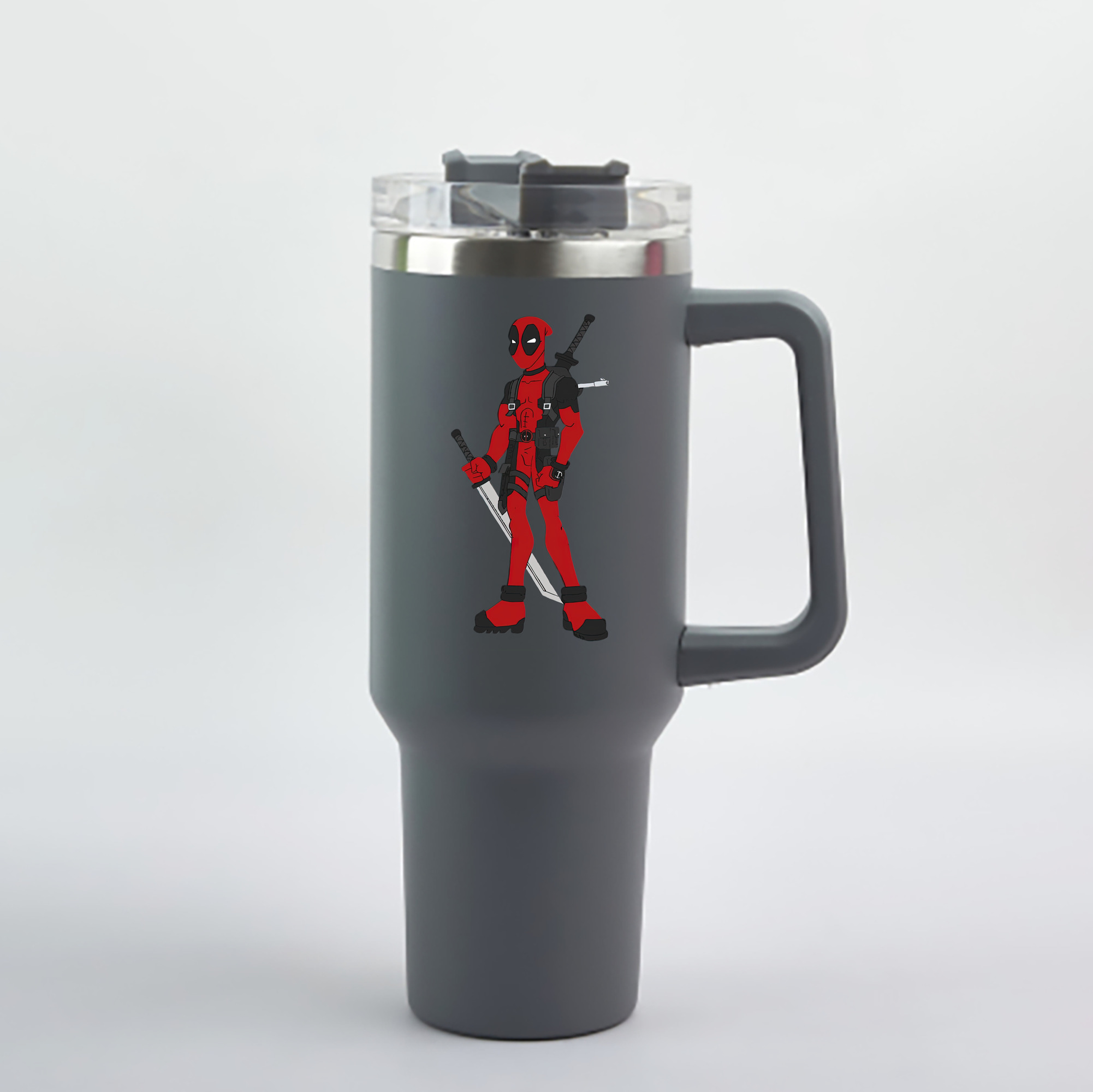 （画像用） Deadpool デッドプール 1200mL車用タンブラー - クリスタルステッカー（プラスチックストロー付き）