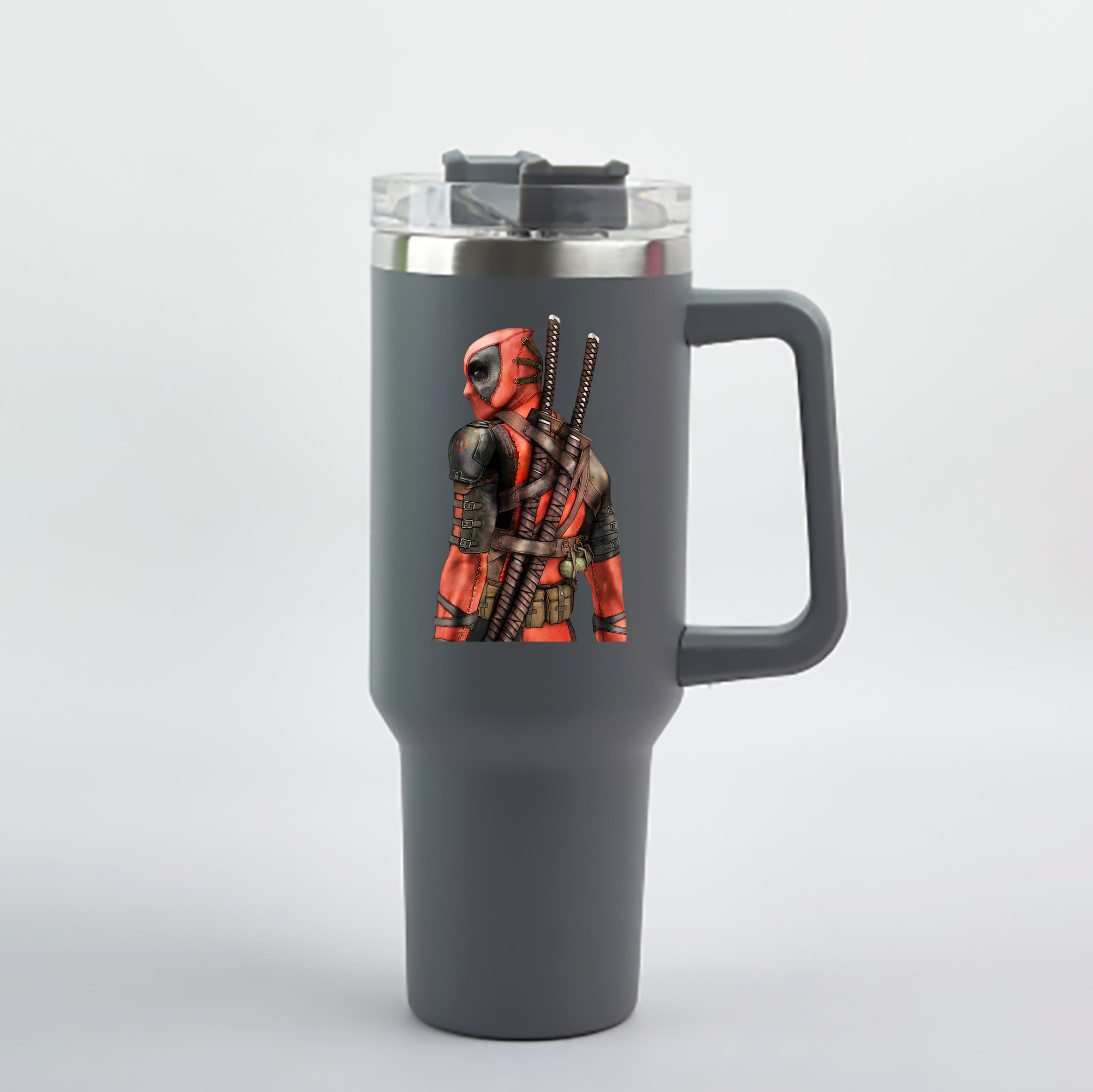 （画像用） Deadpool デッドプール 1200mL車用タンブラー - クリスタルステッカー（プラスチックストロー付き）
