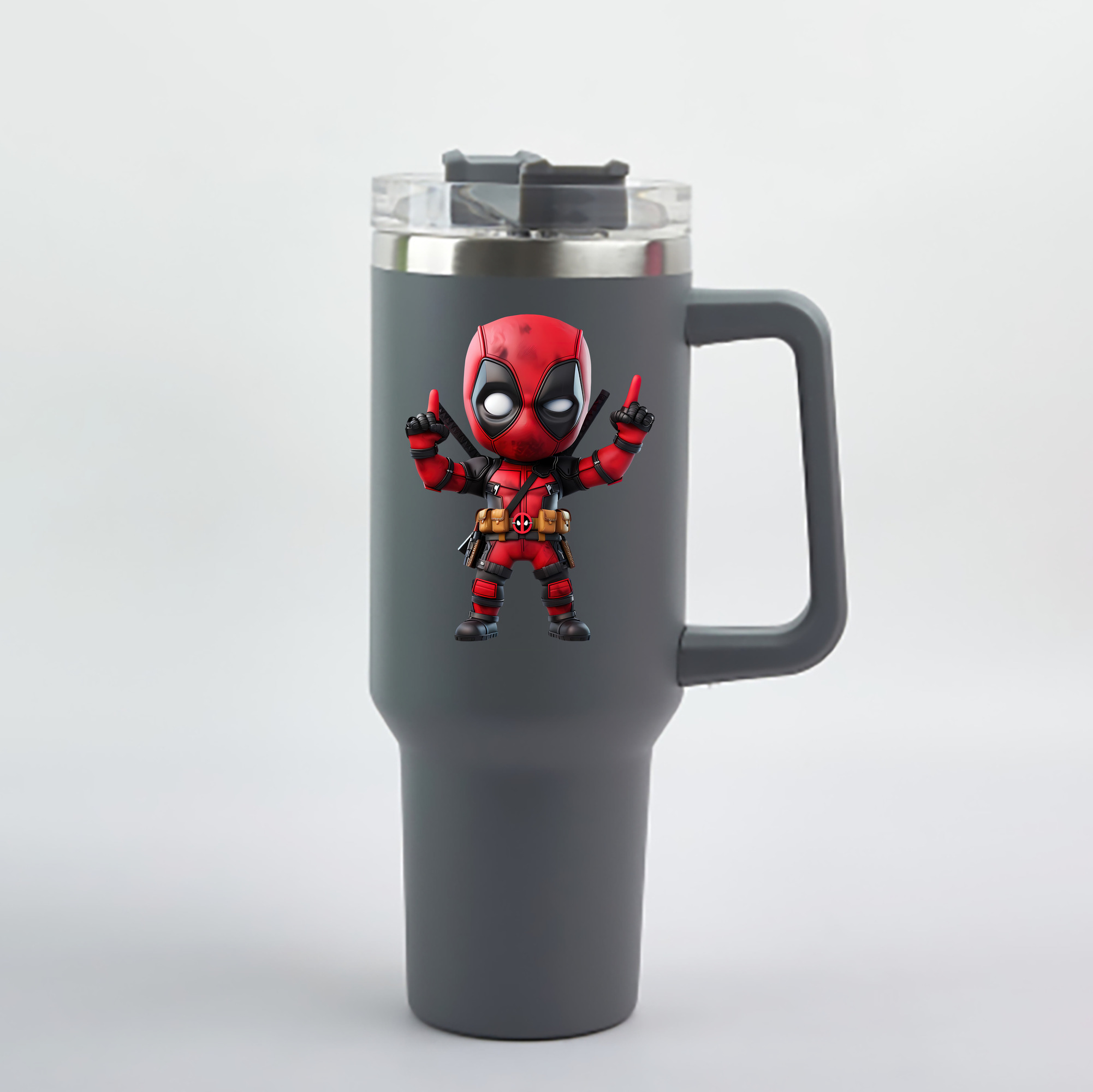 （画像用） Deadpool デッドプール 1200mL車用タンブラー - クリスタルステッカー（プラスチックストロー付き）