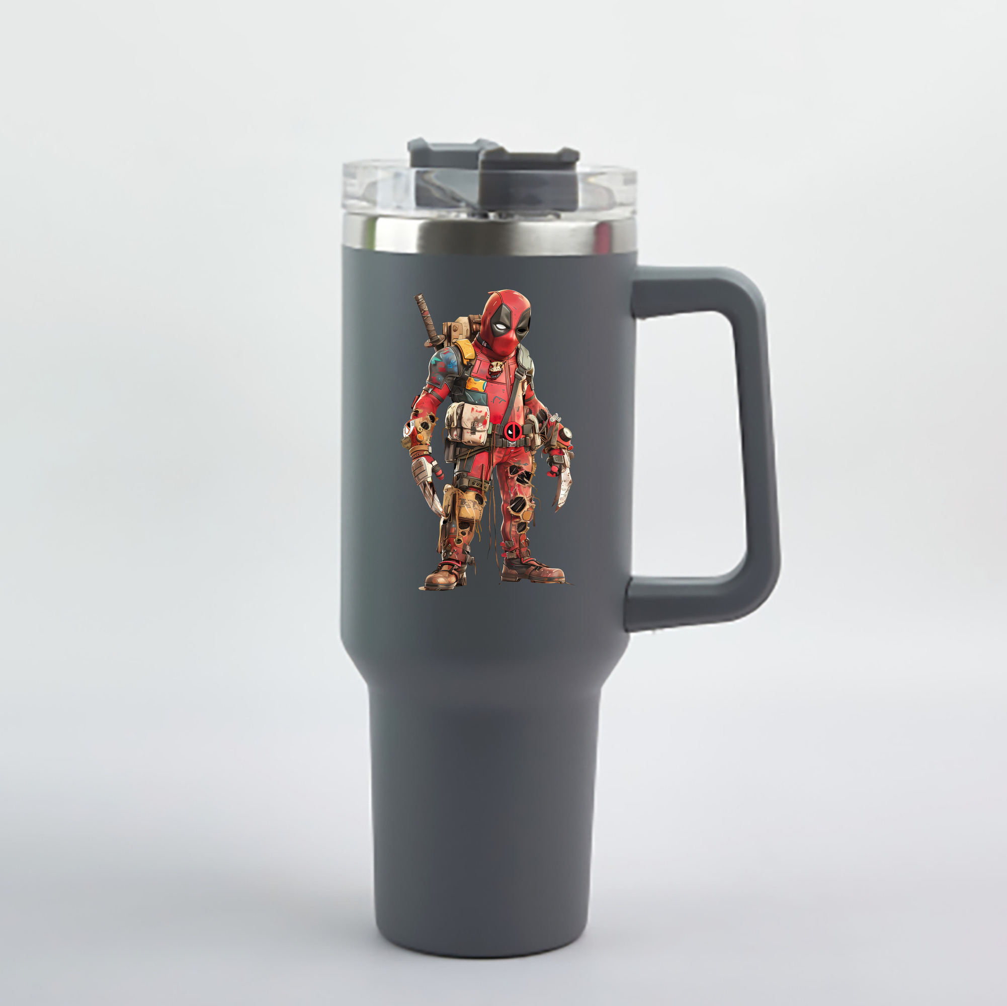 （画像用） Deadpool デッドプール 1200mL車用タンブラー - クリスタルステッカー（プラスチックストロー付き）
