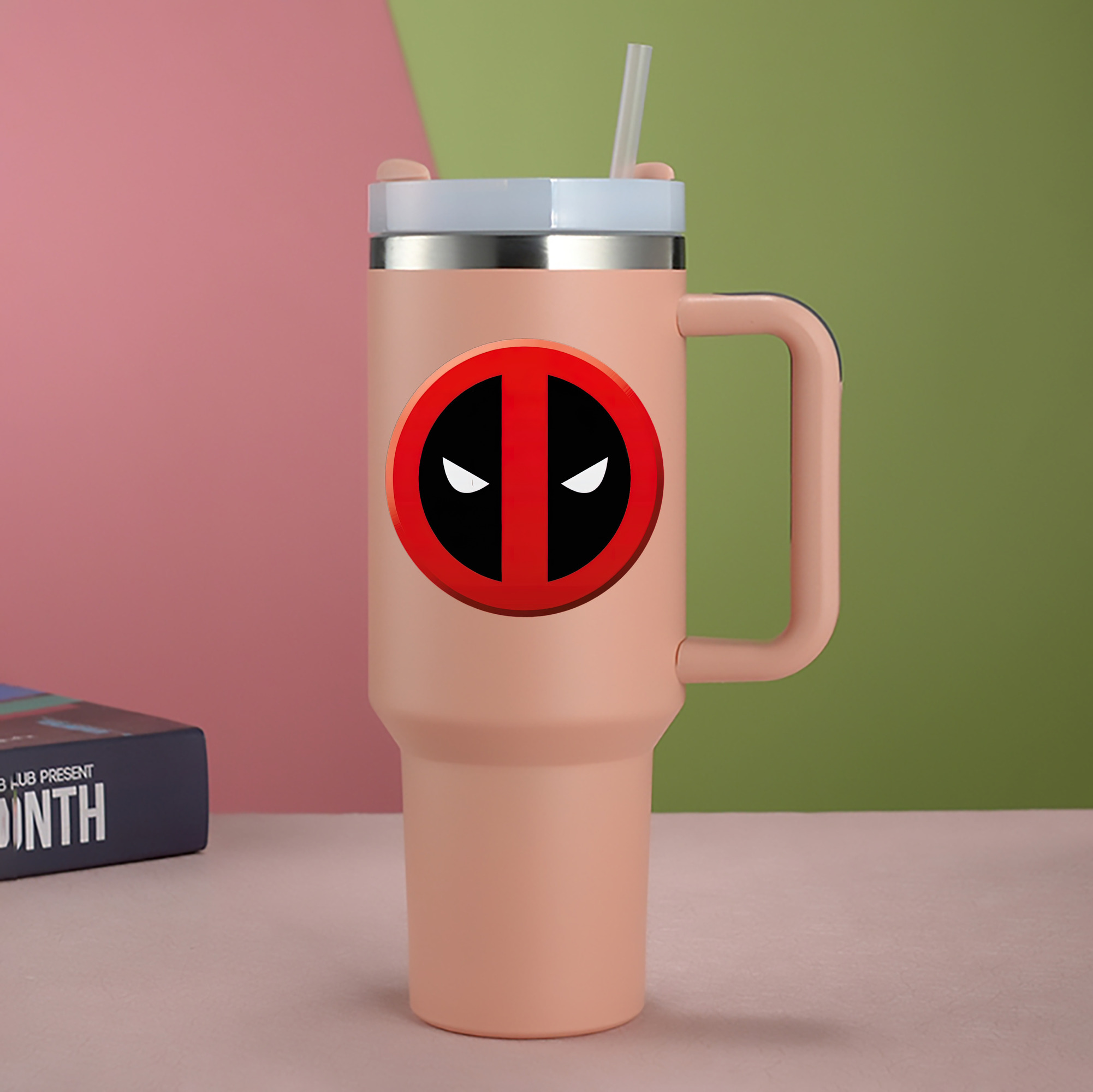 （画像用） Deadpool デッドプール 1200mL車用タンブラー - クリスタルステッカー（プラスチックストロー付き）