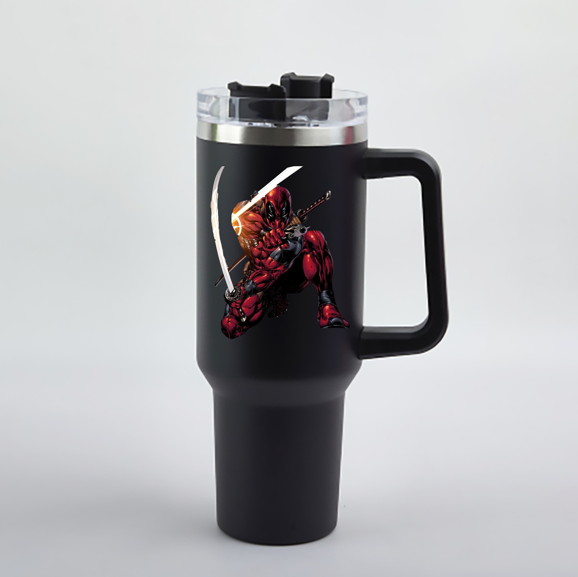 （画像用） Deadpool デッドプール 1200mL車用タンブラー - クリスタルステッカー（プラスチックストロー付き）