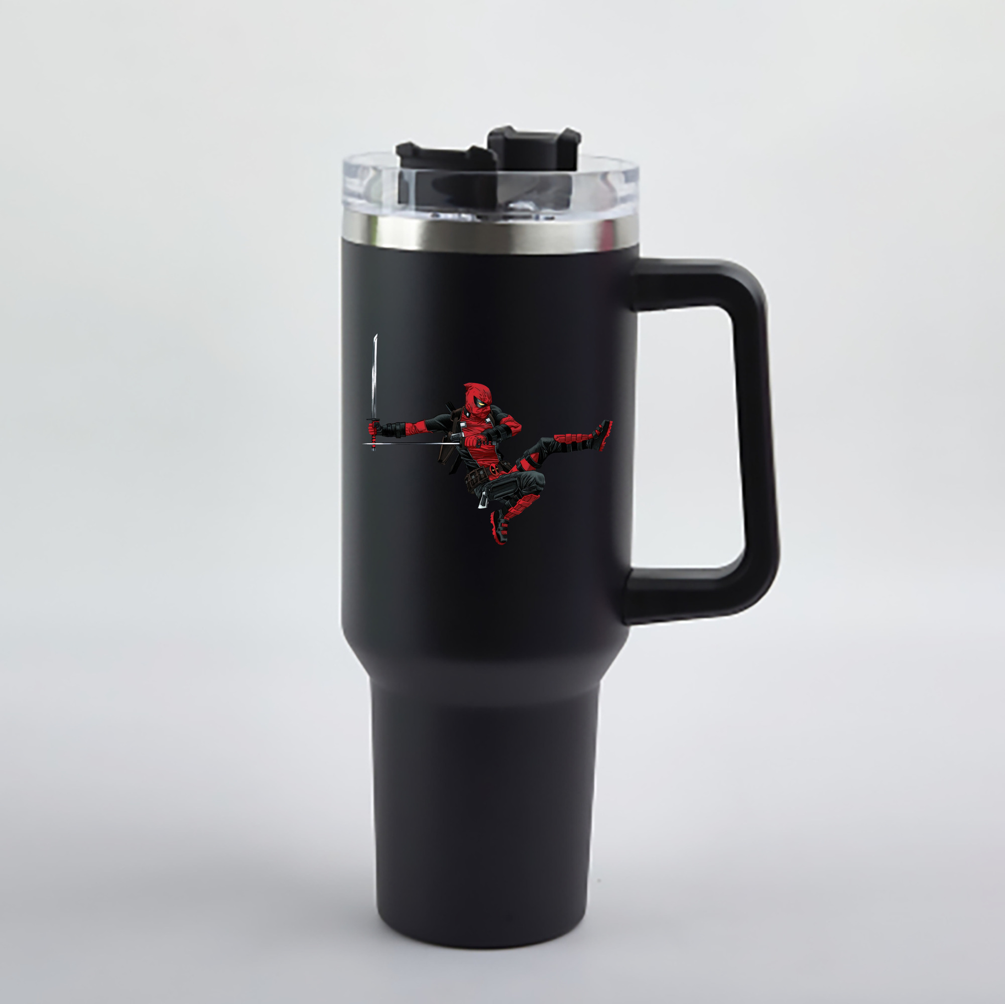 （画像用） Deadpool デッドプール 1200mL車用タンブラー - クリスタルステッカー（プラスチックストロー付き）