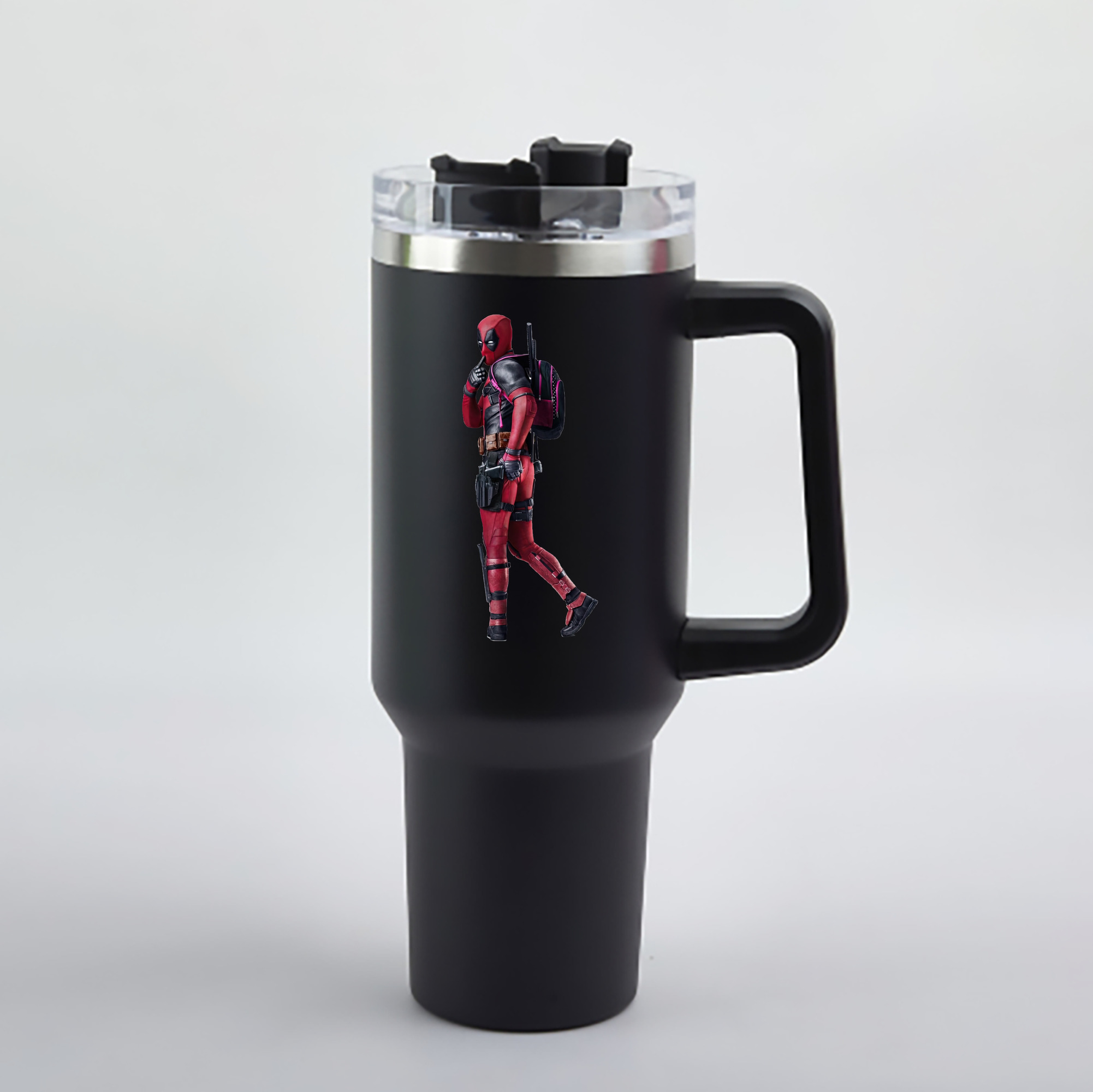 （画像用） Deadpool デッドプール 1200mL車用タンブラー - クリスタルステッカー（プラスチックストロー付き）