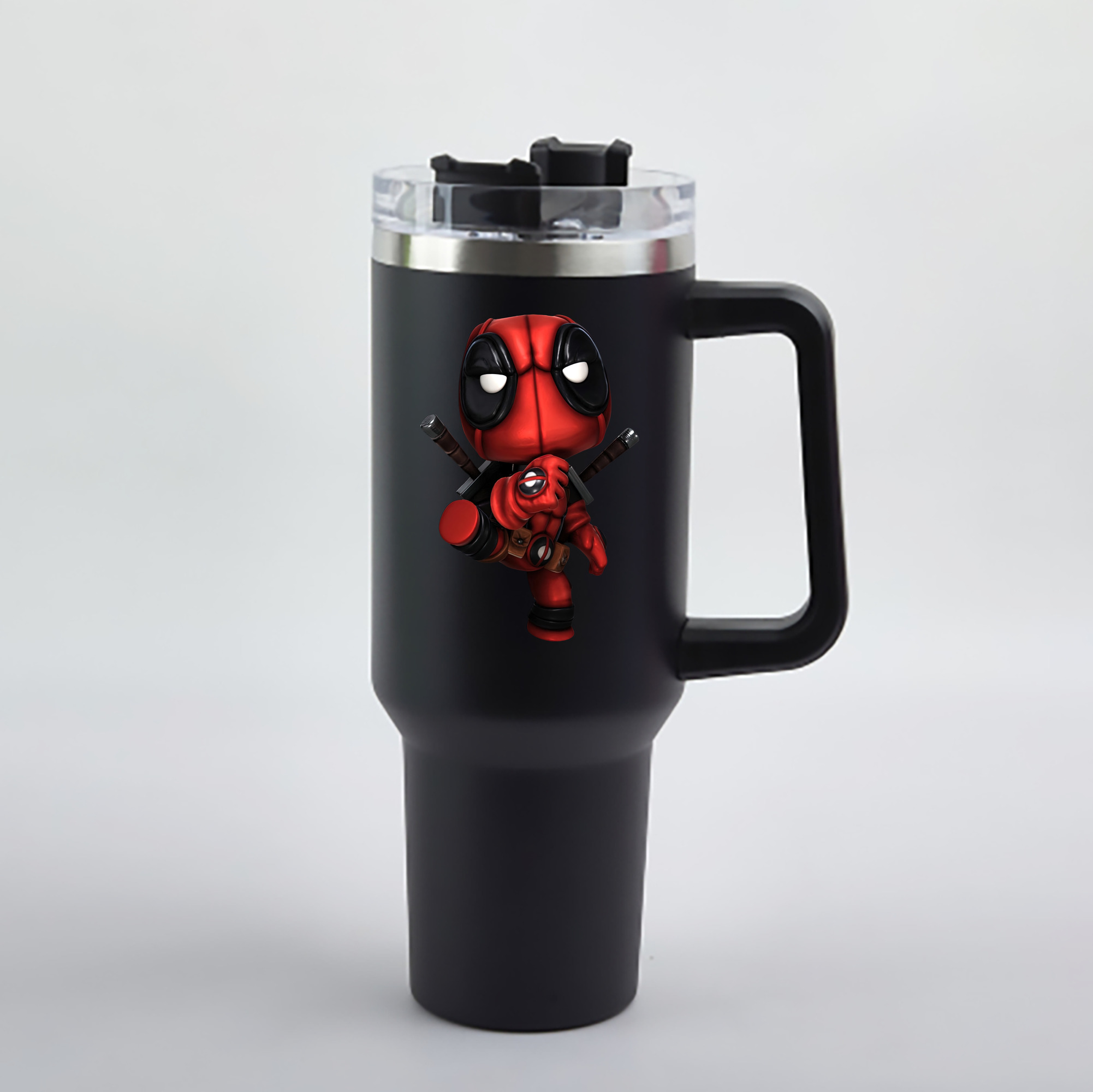 （画像用） Deadpool デッドプール 1200mL車用タンブラー - クリスタルステッカー（プラスチックストロー付き）
