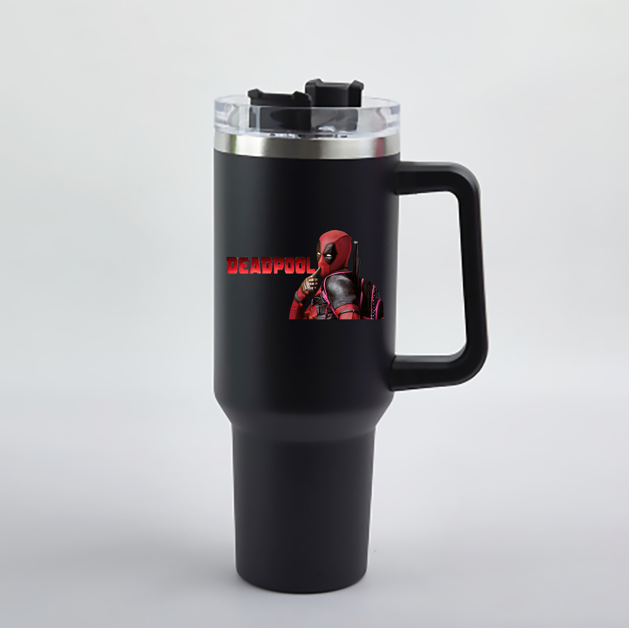 （画像用） Deadpool デッドプール 1200mL車用タンブラー - クリスタルステッカー（プラスチックストロー付き）