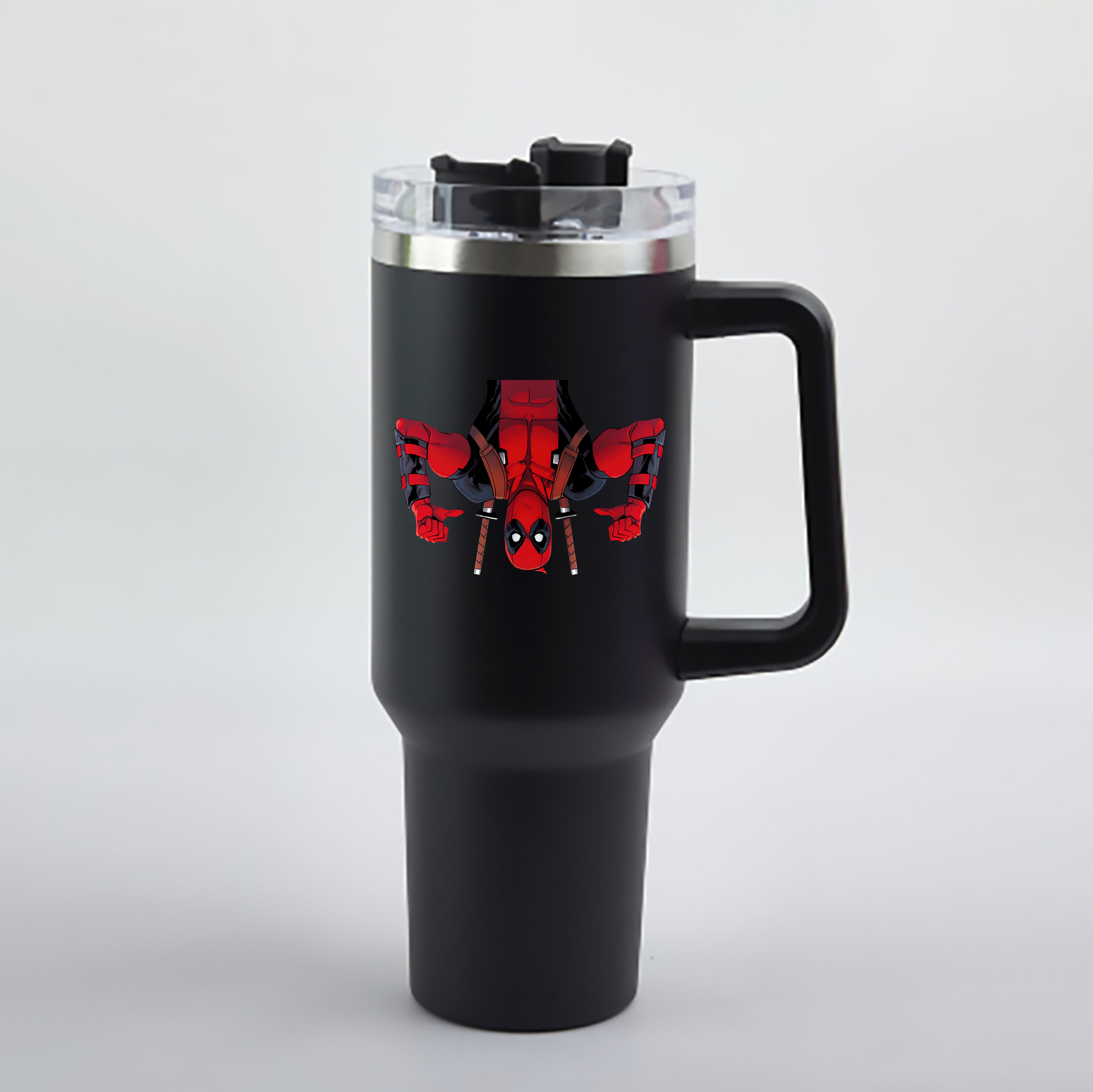 （画像用） Deadpool デッドプール 1200mL車用タンブラー - クリスタルステッカー（プラスチックストロー付き）
