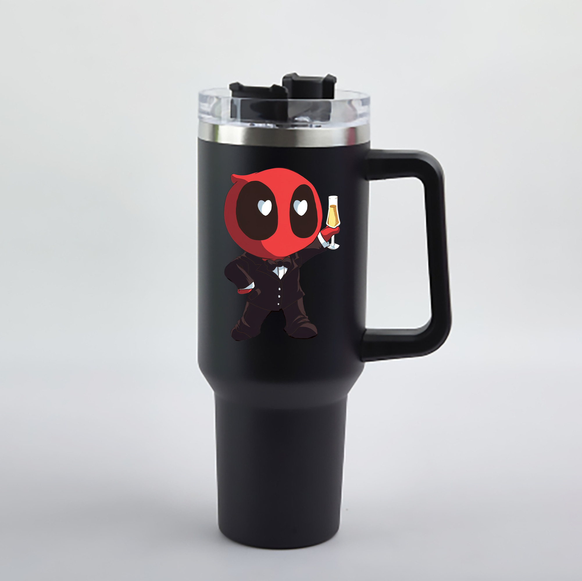 （画像用） Deadpool デッドプール 1200mL車用タンブラー - クリスタルステッカー（プラスチックストロー付き）