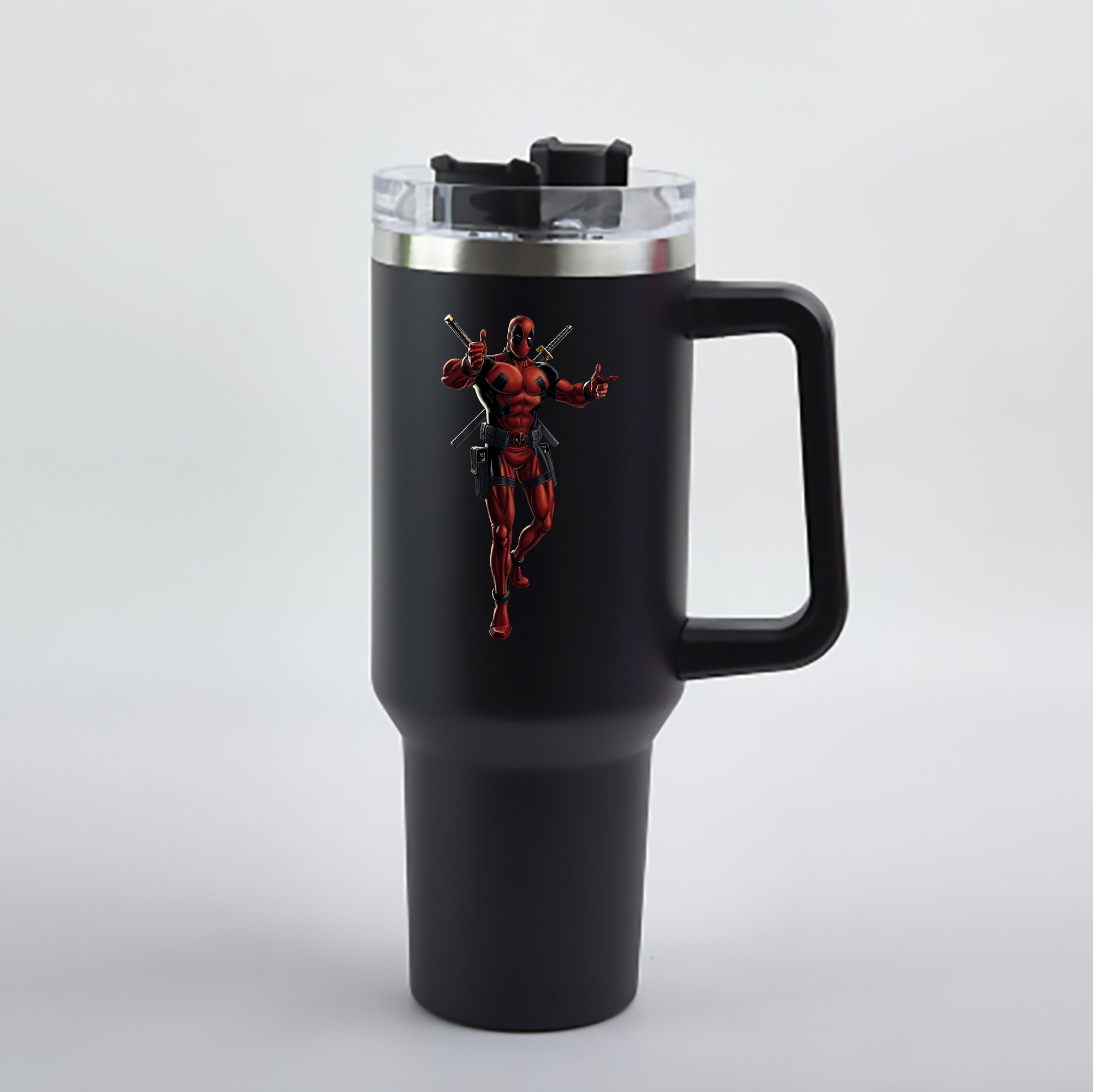 （画像用） Deadpool デッドプール 1200mL車用タンブラー - クリスタルステッカー（プラスチックストロー付き）