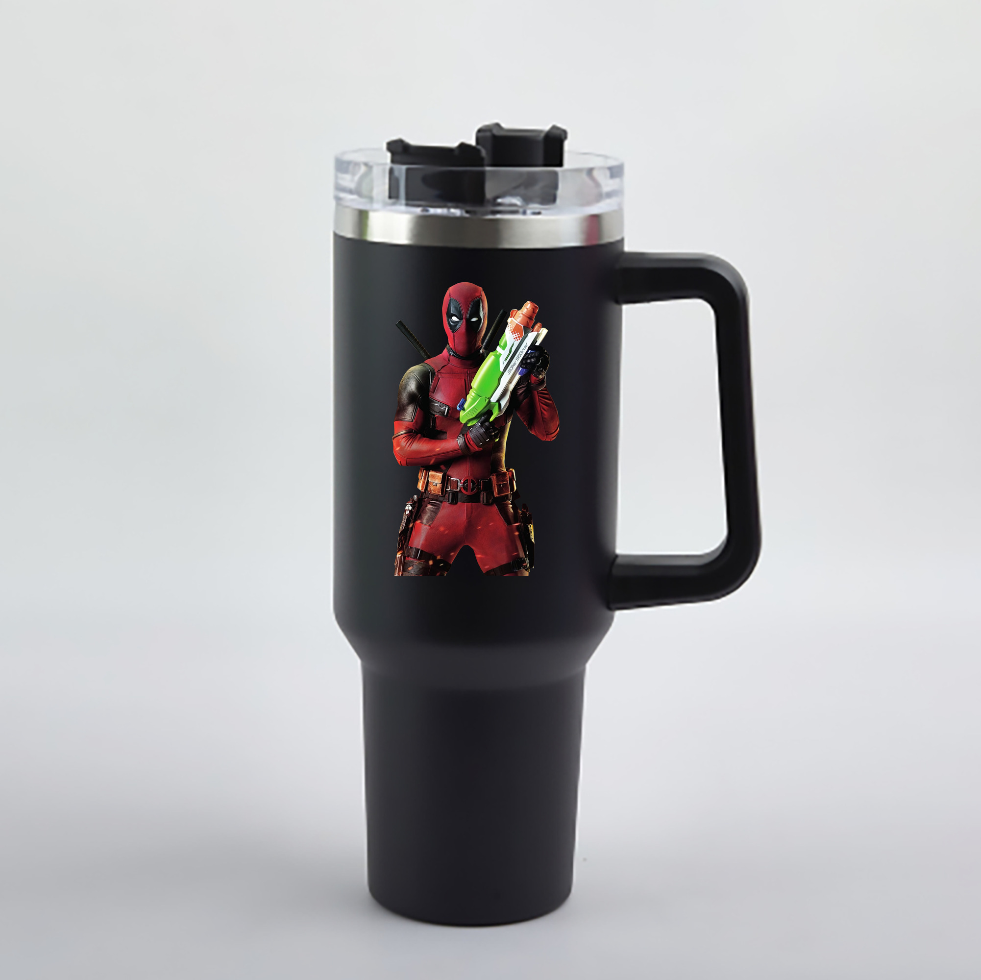 （画像用） Deadpool デッドプール 1200mL車用タンブラー - クリスタルステッカー（プラスチックストロー付き）