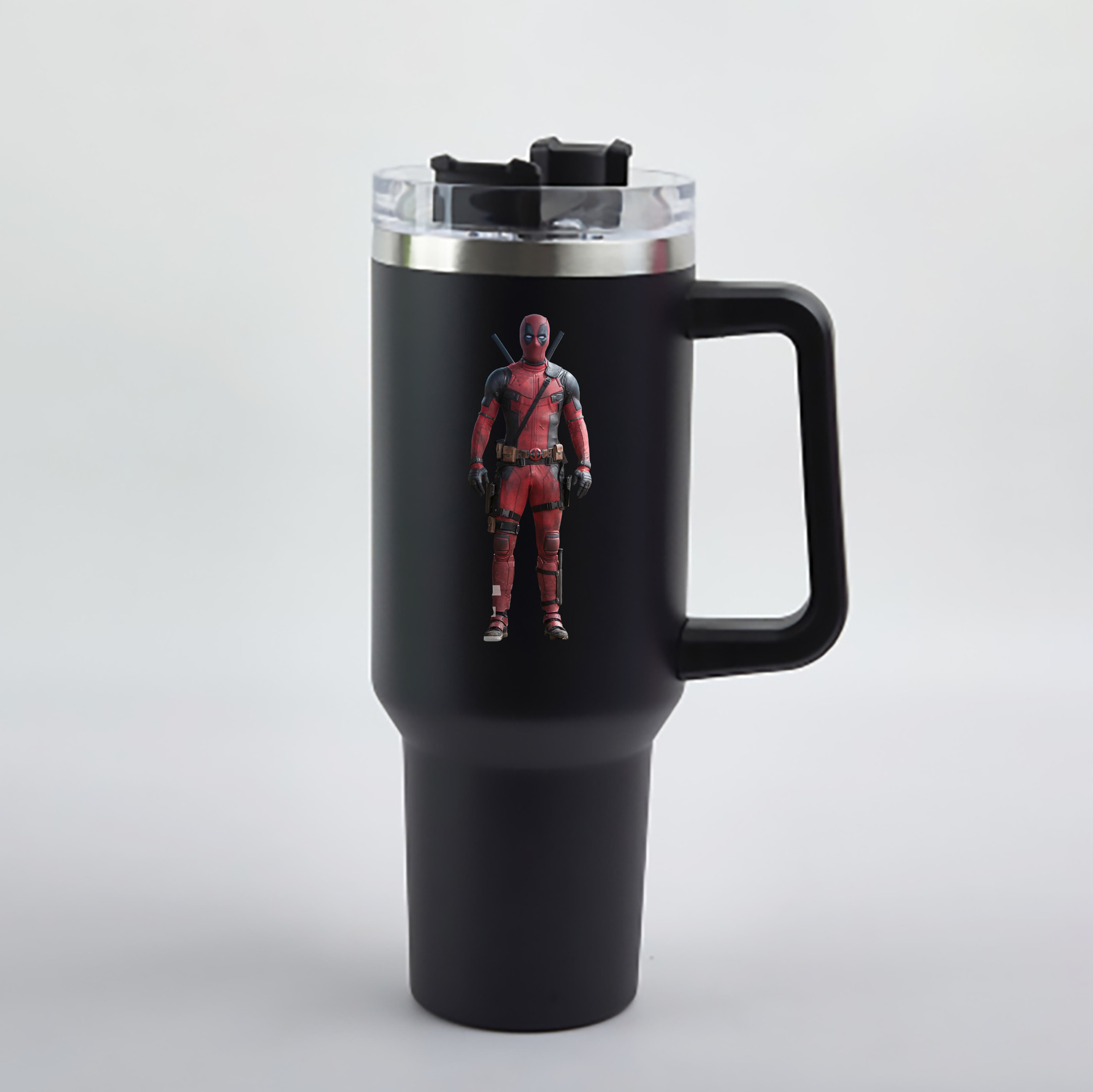 （画像用） Deadpool デッドプール 1200mL車用タンブラー - クリスタルステッカー（プラスチックストロー付き）