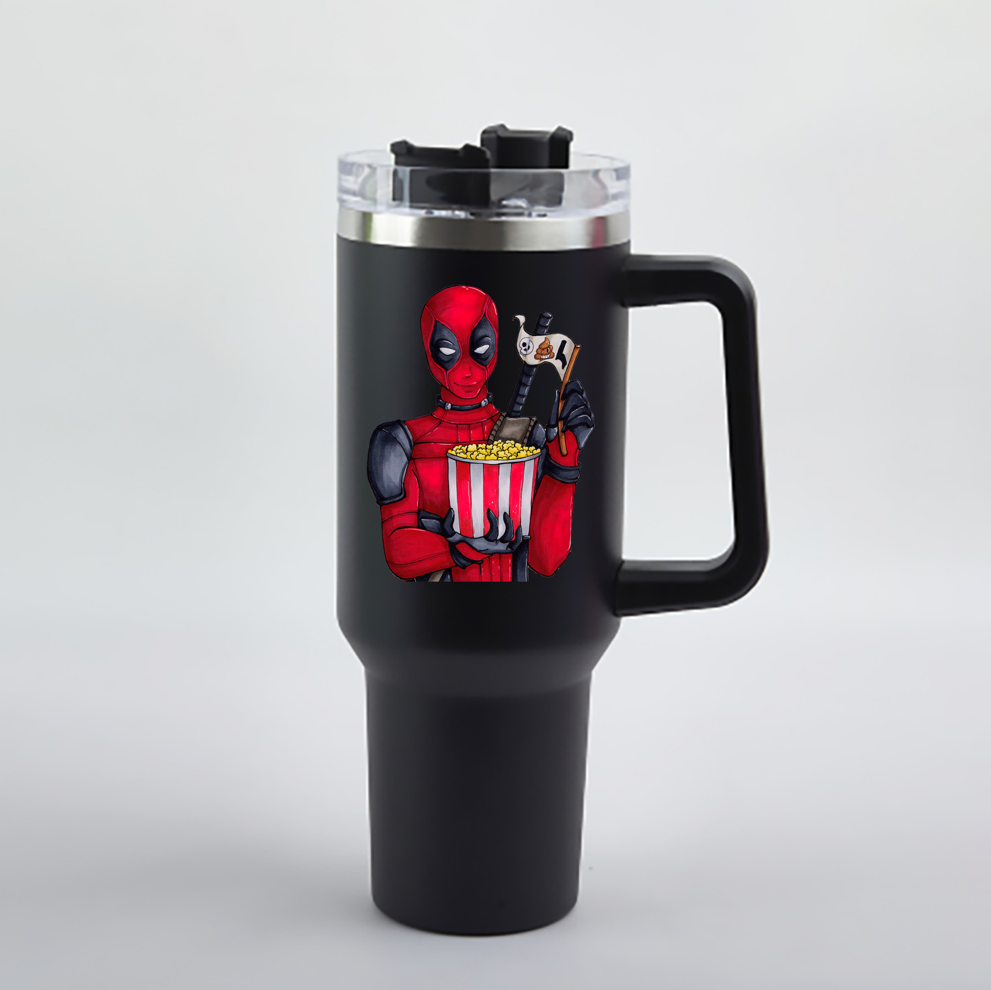 （画像用） Deadpool デッドプール 1200mL車用タンブラー - クリスタルステッカー（プラスチックストロー付き）