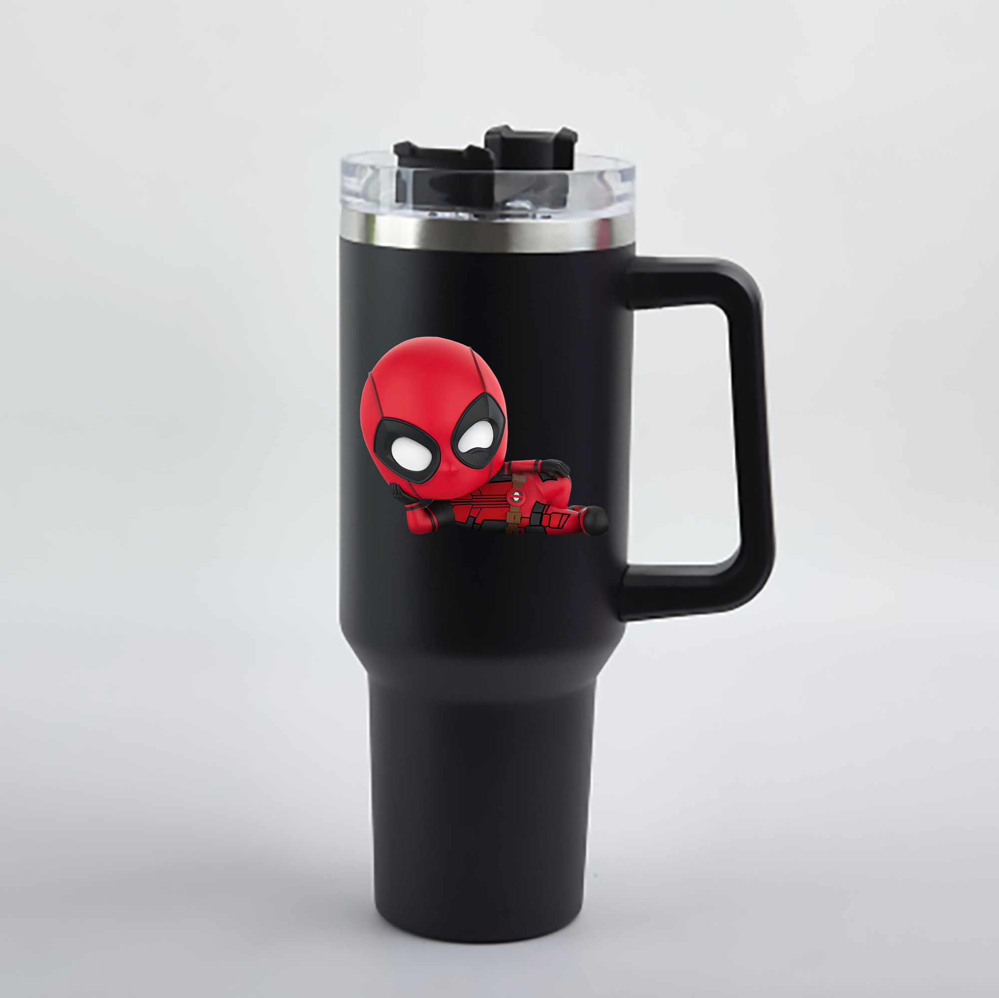 （画像用） Deadpool デッドプール 1200mL車用タンブラー - クリスタルステッカー（プラスチックストロー付き）