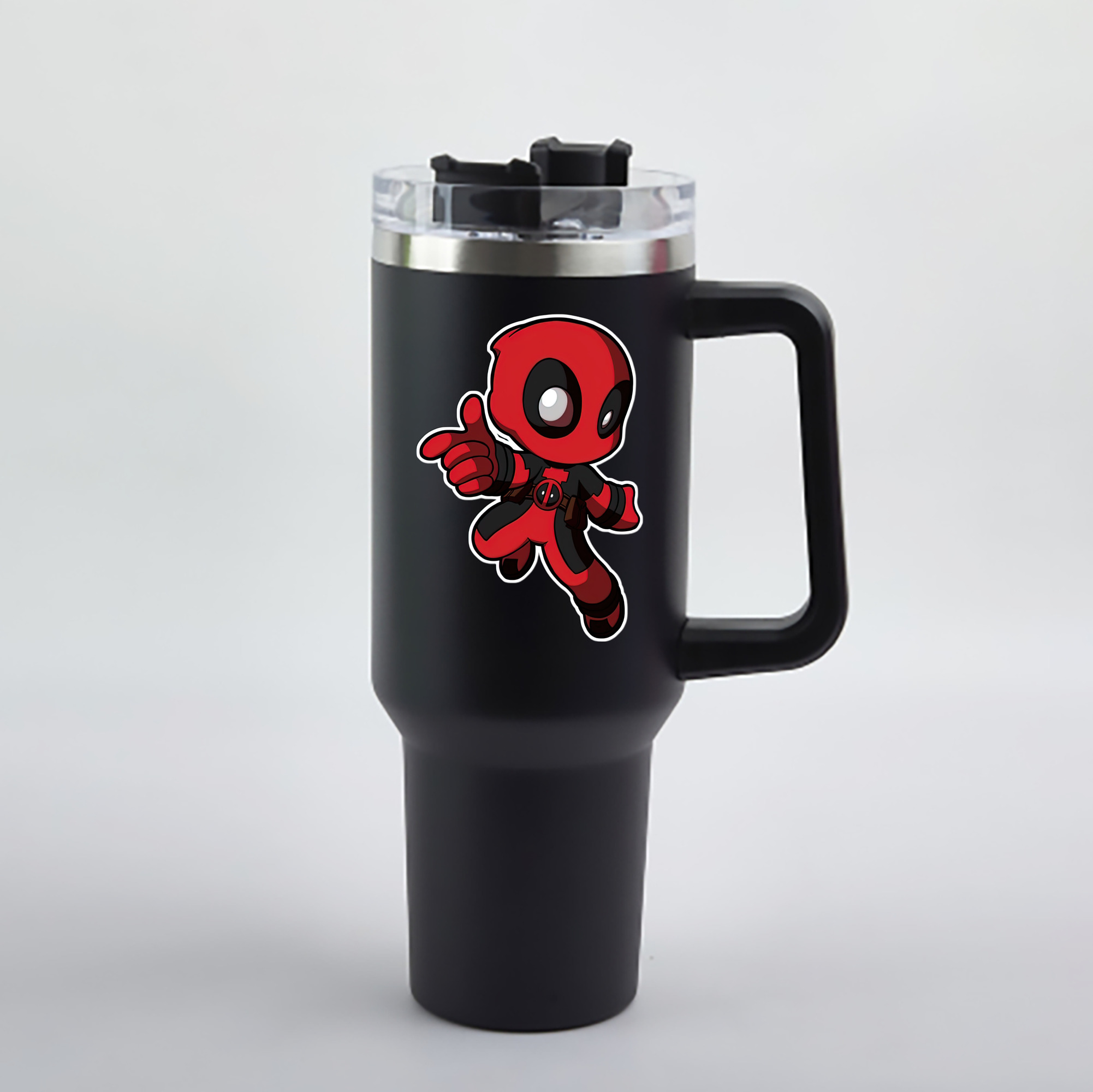 （画像用） Deadpool デッドプール 1200mL車用タンブラー - クリスタルステッカー（プラスチックストロー付き）