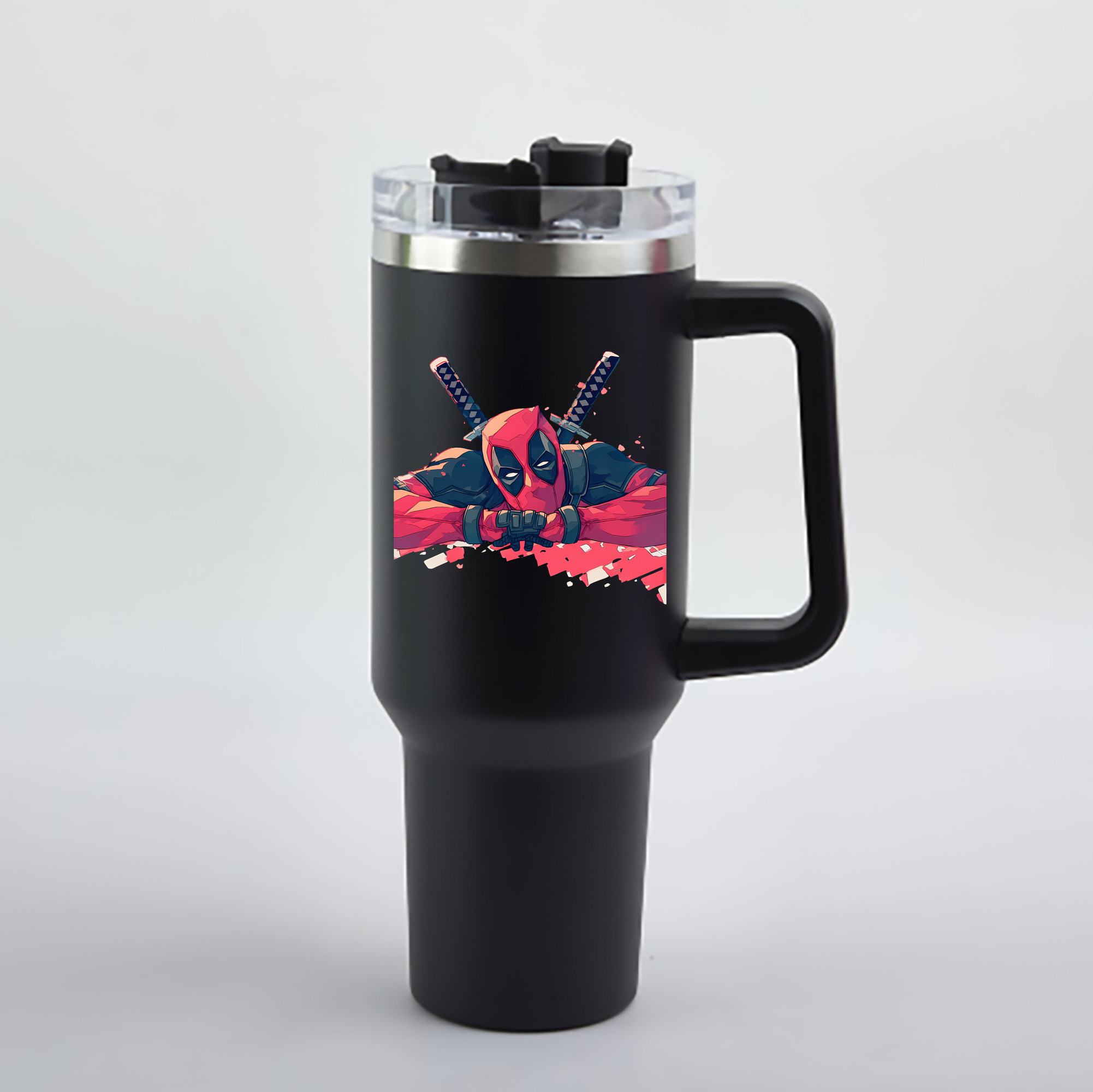 （画像用） Deadpool デッドプール 1200mL車用タンブラー - クリスタルステッカー（プラスチックストロー付き）