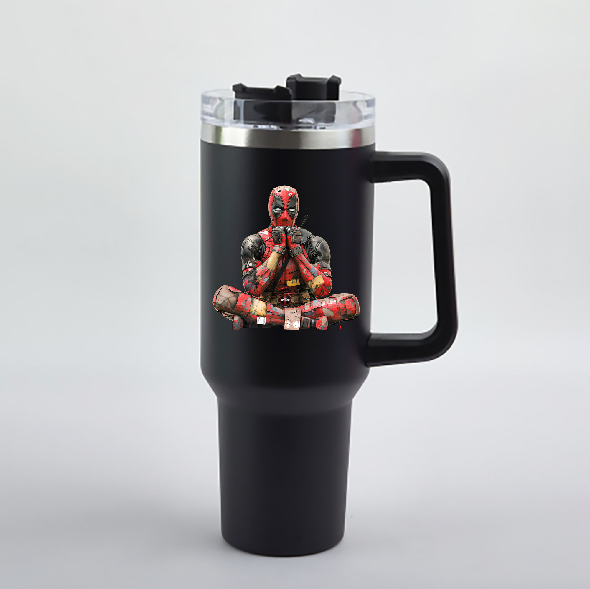 （画像用） Deadpool デッドプール 1200mL車用タンブラー - クリスタルステッカー（プラスチックストロー付き）