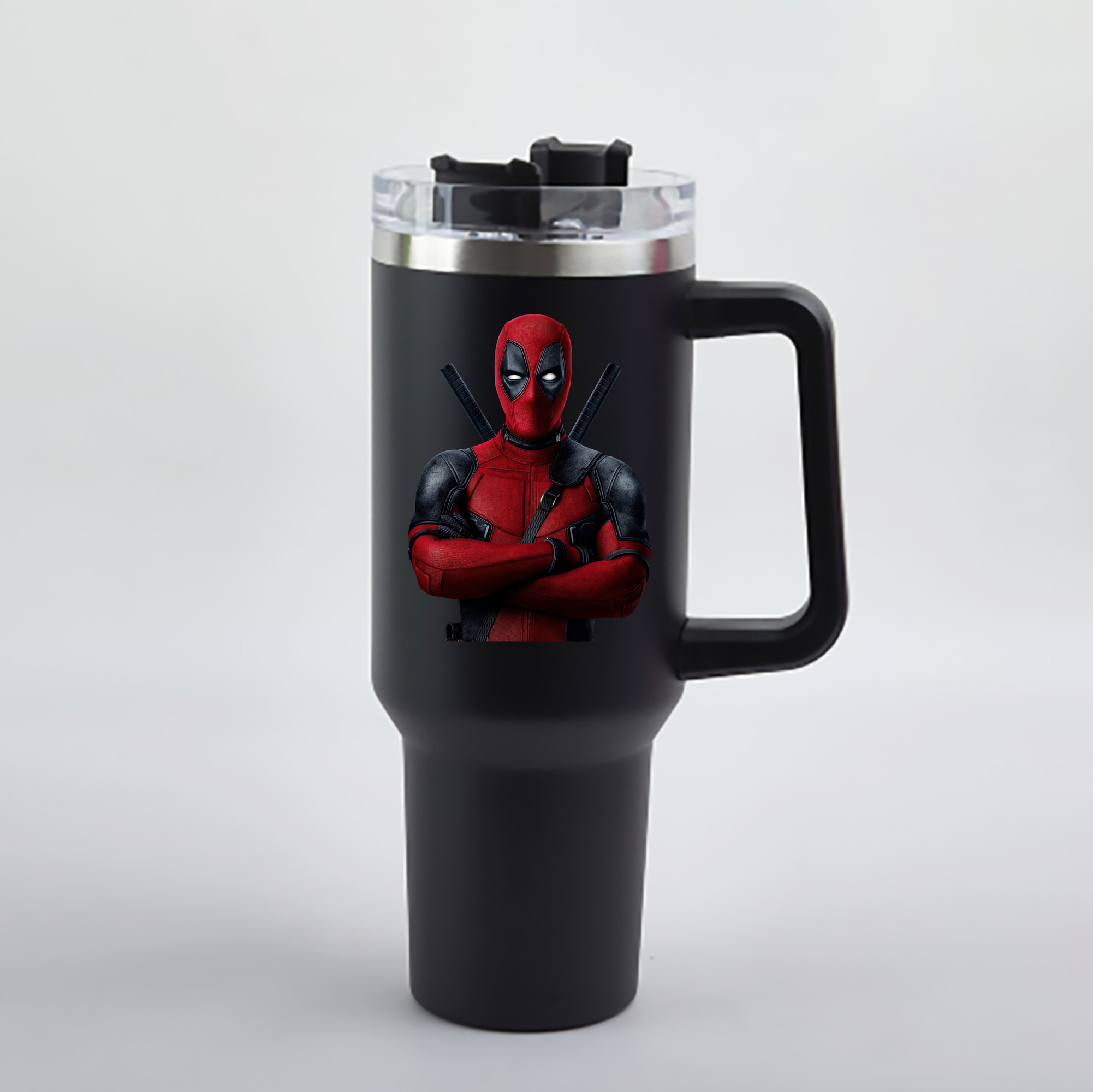 （画像用） Deadpool デッドプール 1200mL車用タンブラー - クリスタルステッカー（プラスチックストロー付き）