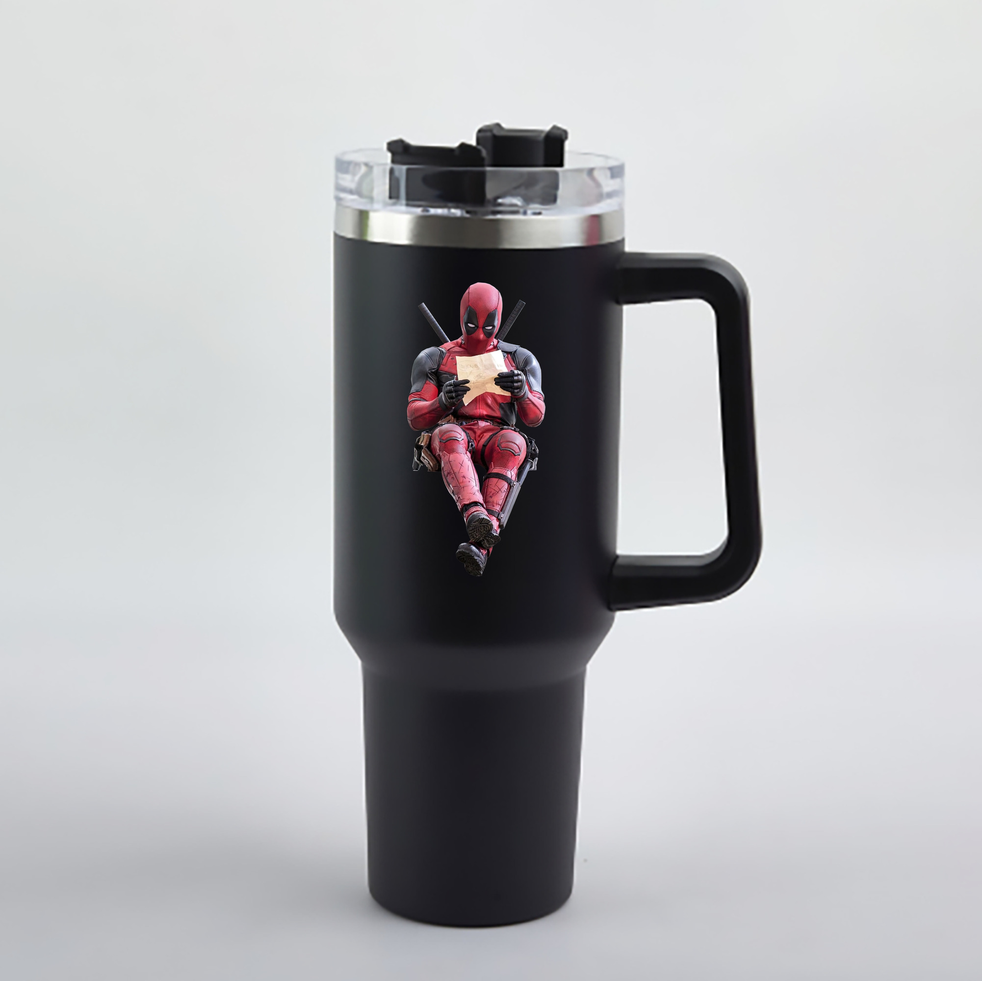 （画像用） Deadpool デッドプール 1200mL車用タンブラー - クリスタルステッカー（プラスチックストロー付き）
