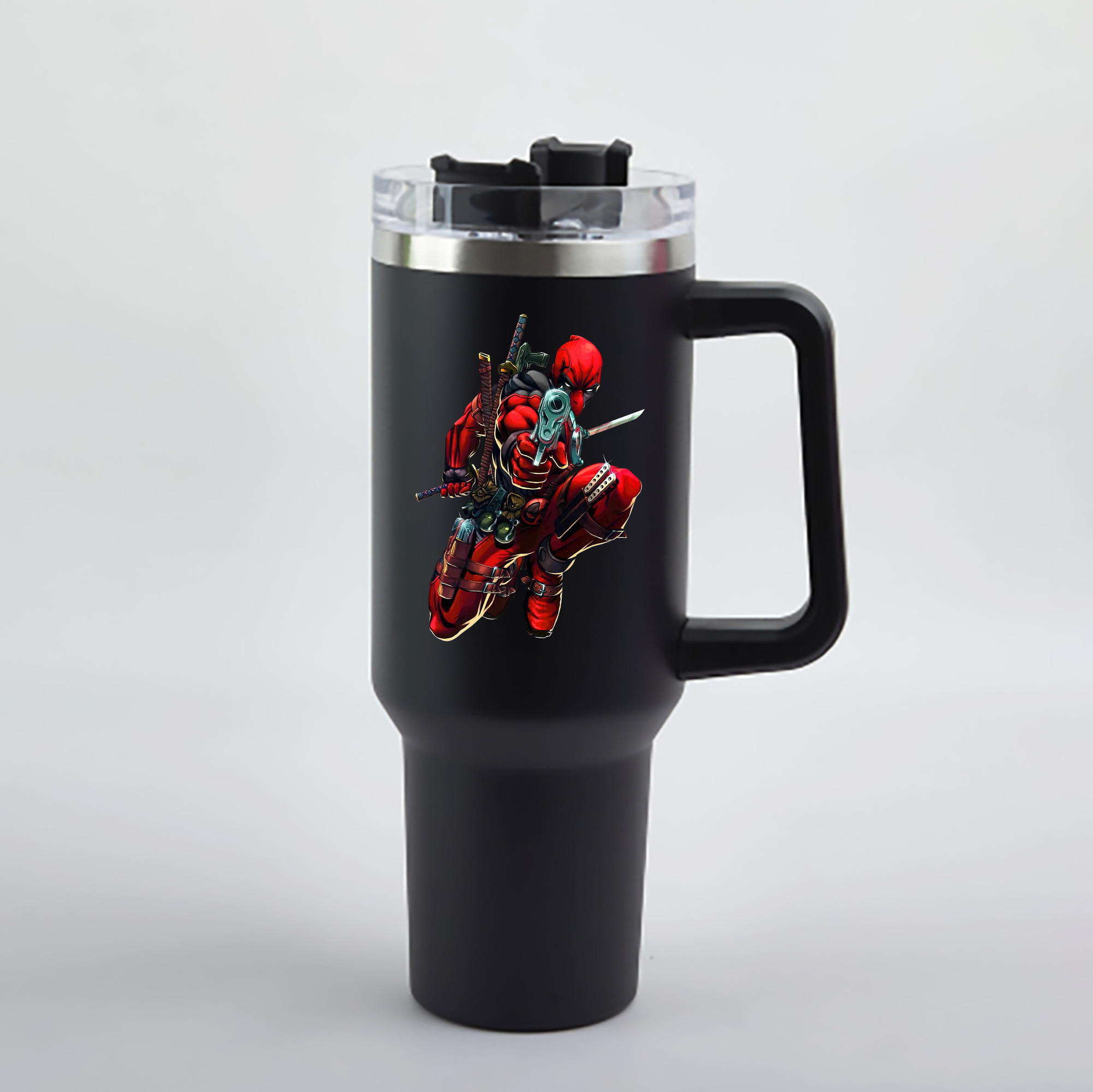（画像用） Deadpool デッドプール 1200mL車用タンブラー - クリスタルステッカー（プラスチックストロー付き）