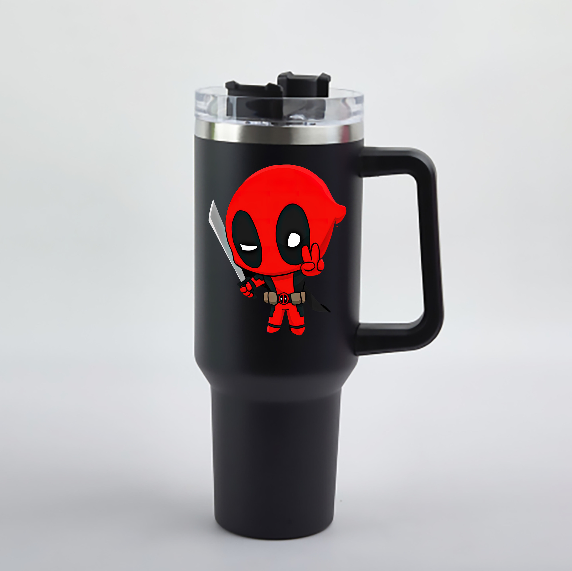 （画像用） Deadpool デッドプール 1200mL車用タンブラー - クリスタルステッカー（プラスチックストロー付き）