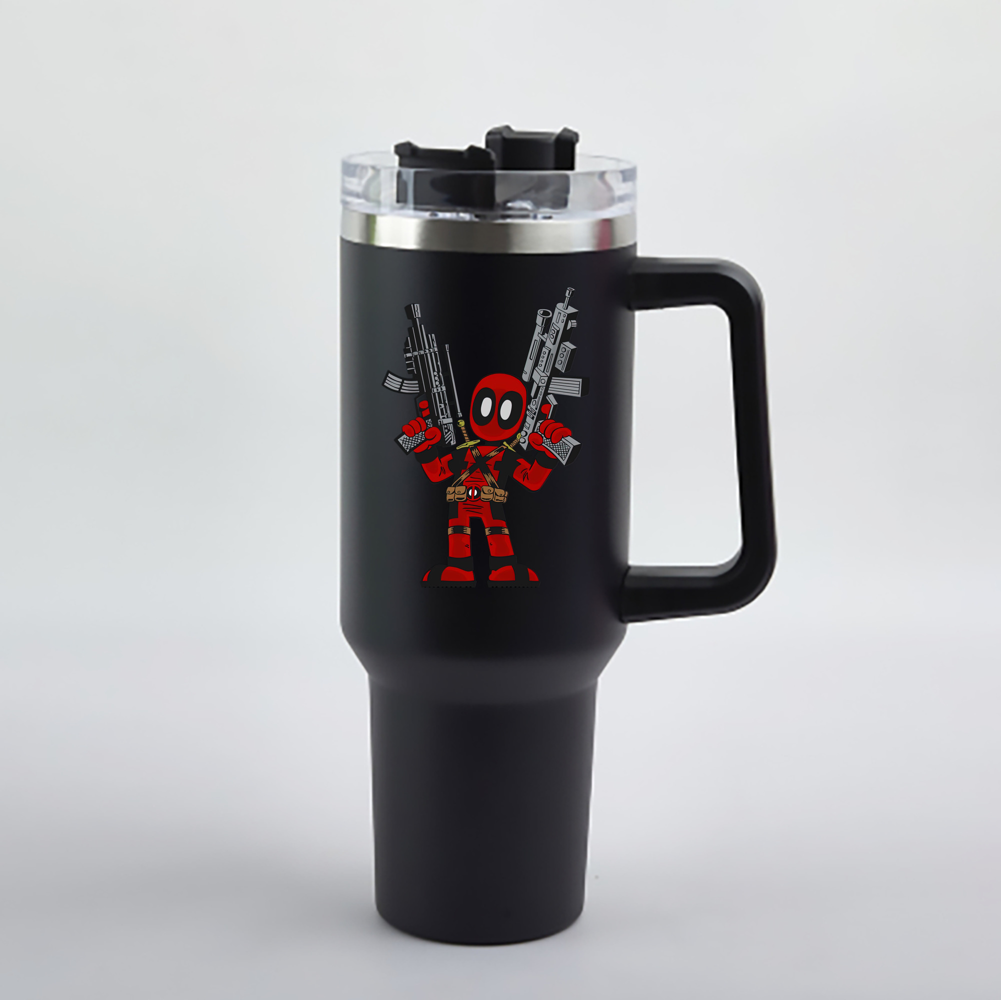 （画像用） Deadpool デッドプール 1200mL車用タンブラー - クリスタルステッカー（プラスチックストロー付き）