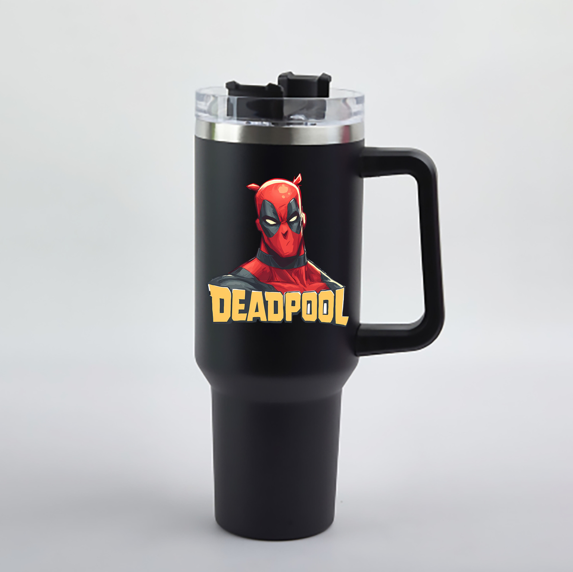 （画像用） Deadpool デッドプール 1200mL車用タンブラー - クリスタルステッカー（プラスチックストロー付き）