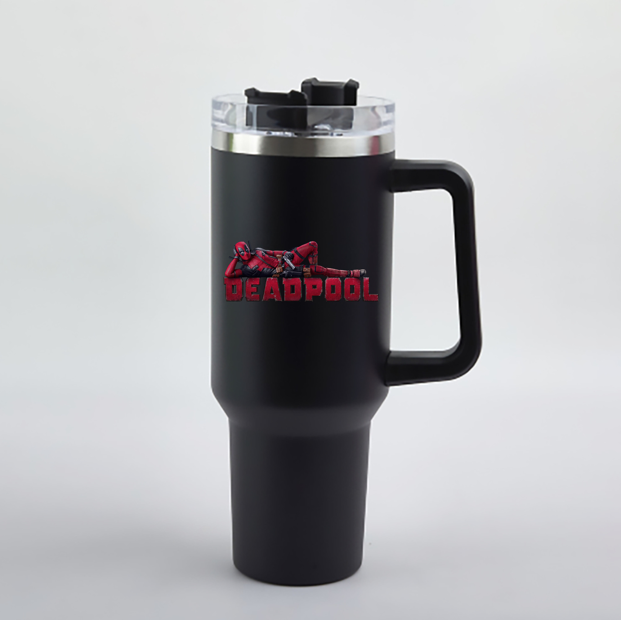 （画像用） Deadpool デッドプール 1200mL車用タンブラー - クリスタルステッカー（プラスチックストロー付き）