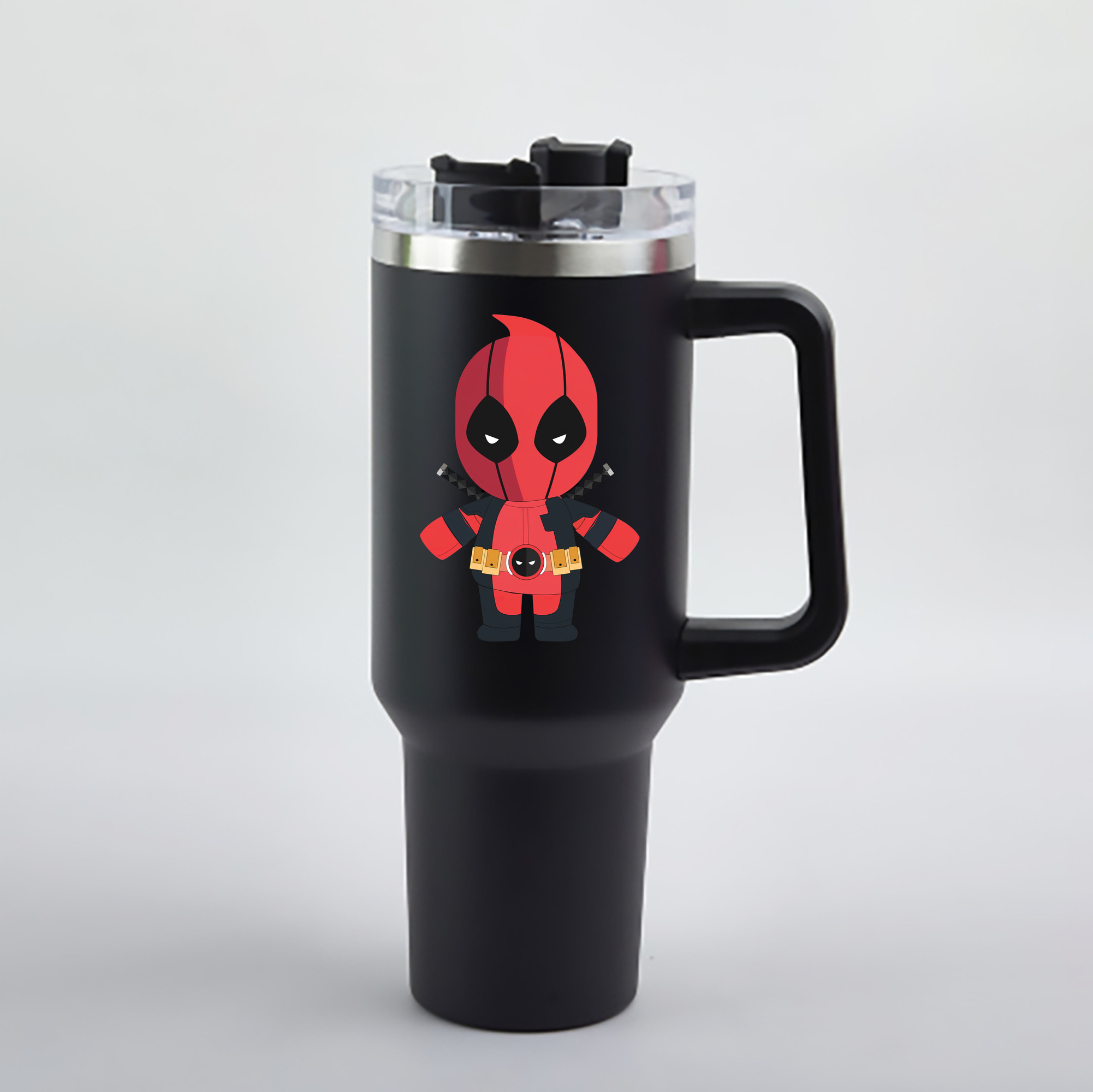 （画像用） Deadpool デッドプール 1200mL車用タンブラー - クリスタルステッカー（プラスチックストロー付き）